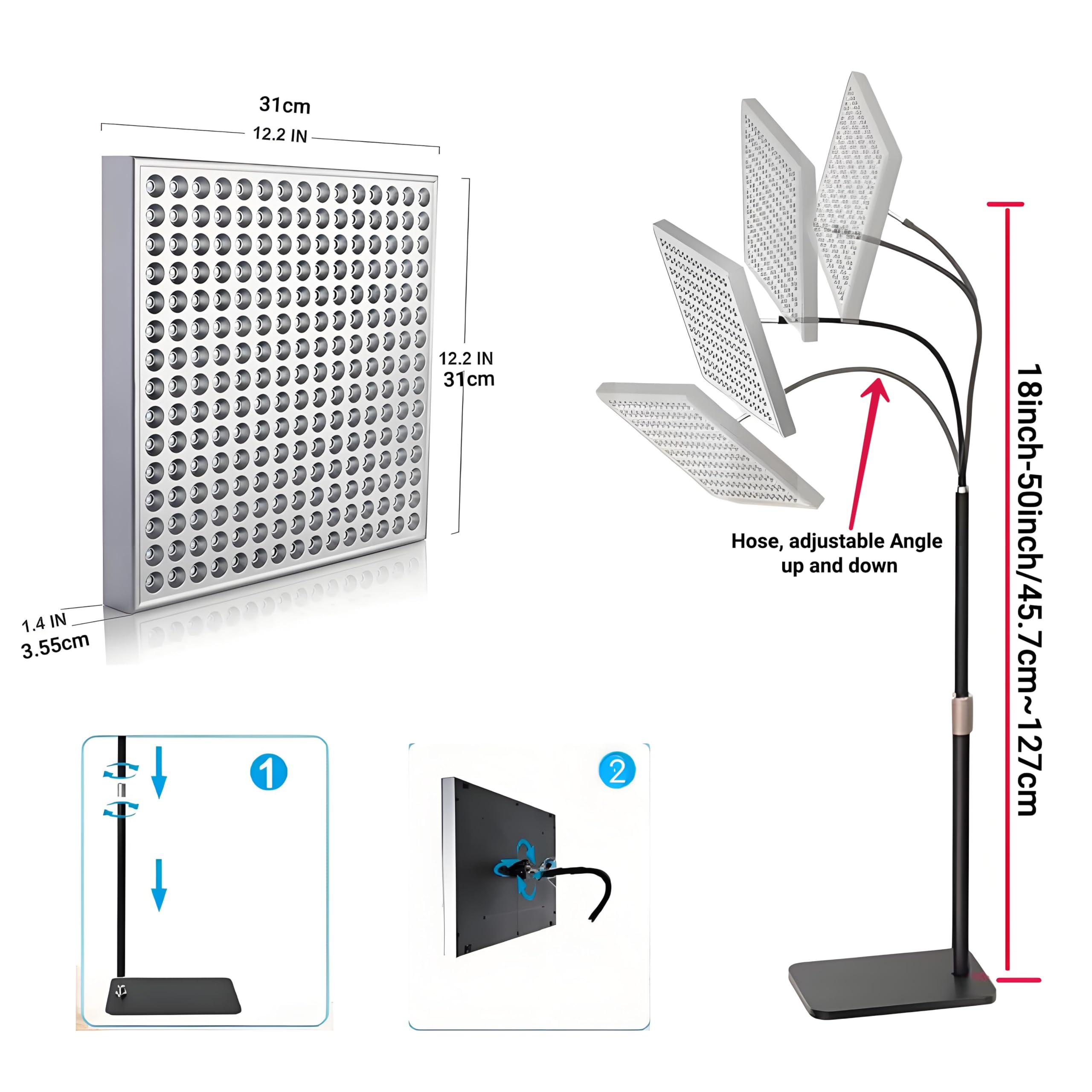 Lampe de luminothérapie rouge à 225 LED,660nm et 850nm,appareil de luminothérapie proche infrarouge pour tout le corps,le visage,le cou,le dos,les épaules,la taille et les genoux,soulageant la douleur