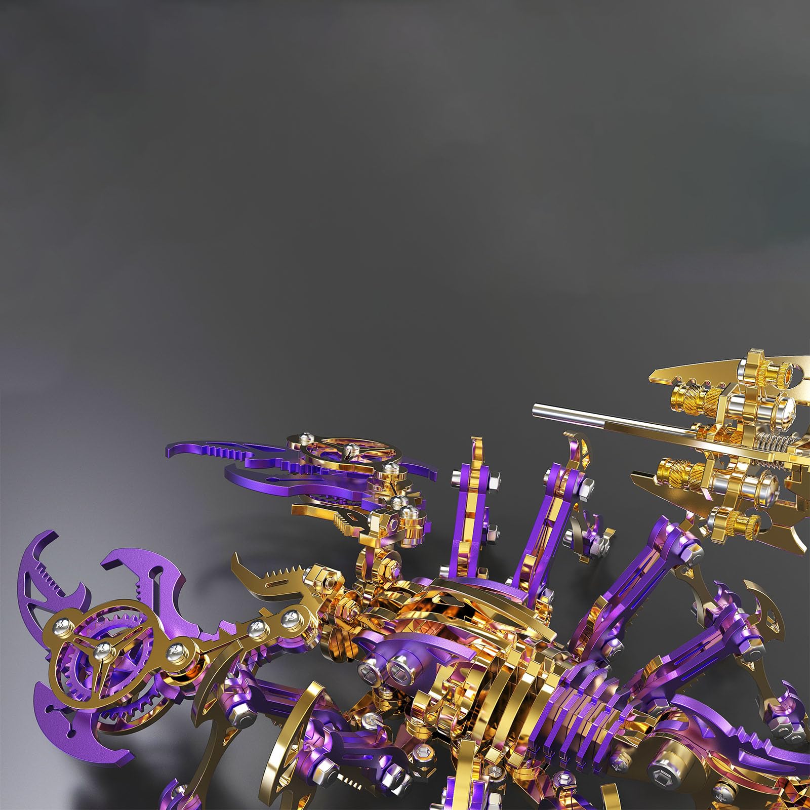 Metalkitor Scorpion Zestaw metalowych puzzli 3D dla dorosłych i nastolatków, 454 szt., modele montażowe mechaniczne, montaż 4 godziny, idealne na prezenty i dekoracje (złoto-fioletowy)