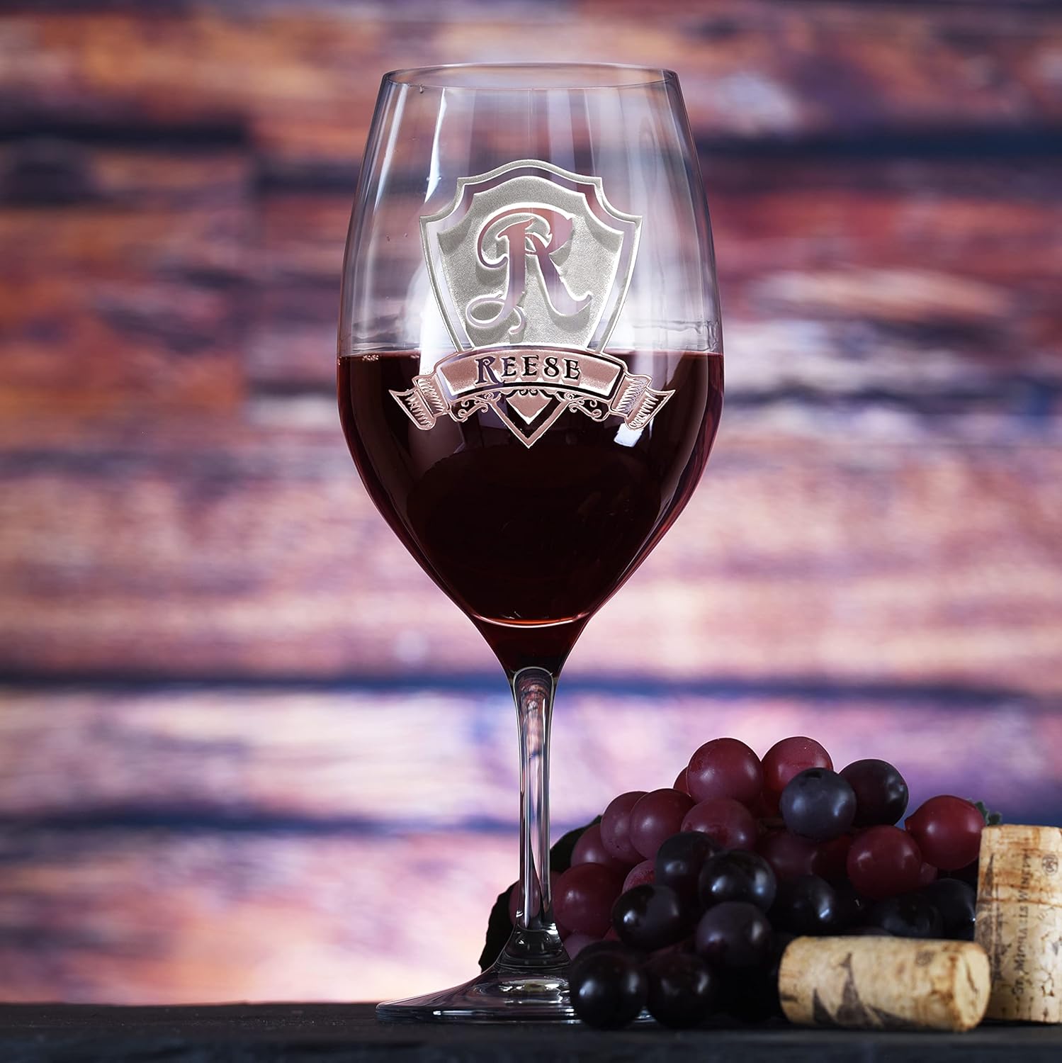 Engraved Crystal Red Wine Glass, Personalized