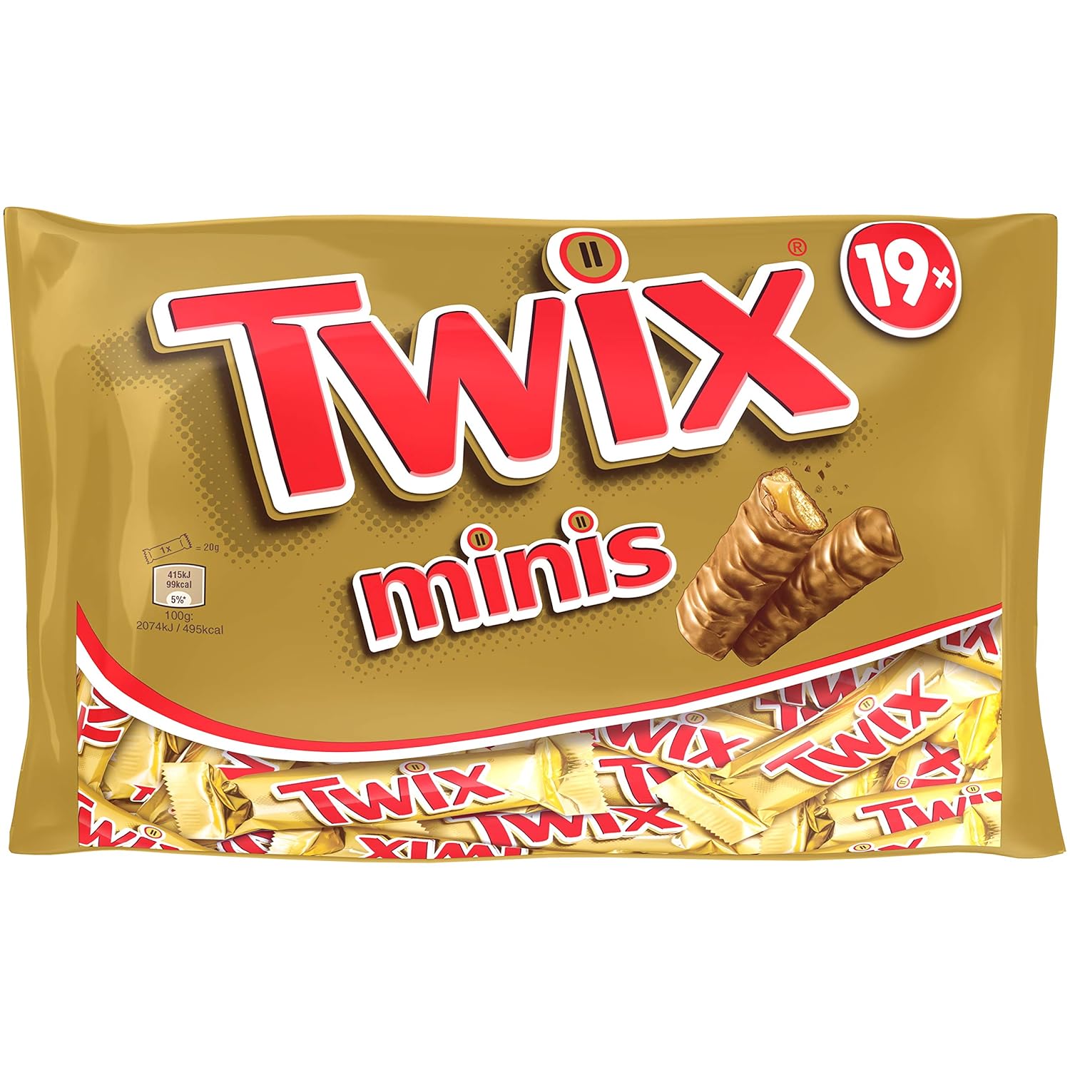 Caramel Chocolate Bar | Twix | Minis 19 Pieces | Total Weight 14.22 ounce