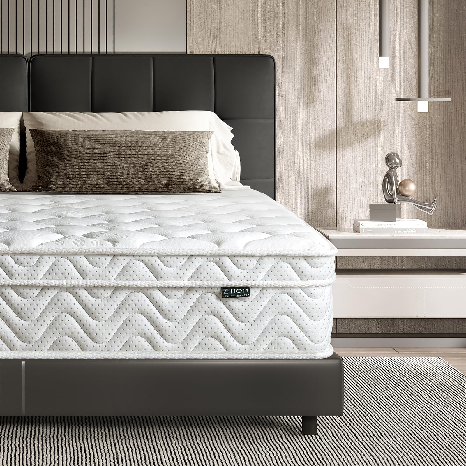 Z-hom Single Mattress, 10 Inch Hybrid Mattress, 7-Zone Orthopaedic, Memory Foam & Individually Pocket Springs, Medium Firm Mattresses for Pressure & Back Pain Relief, 90x190x25 cm