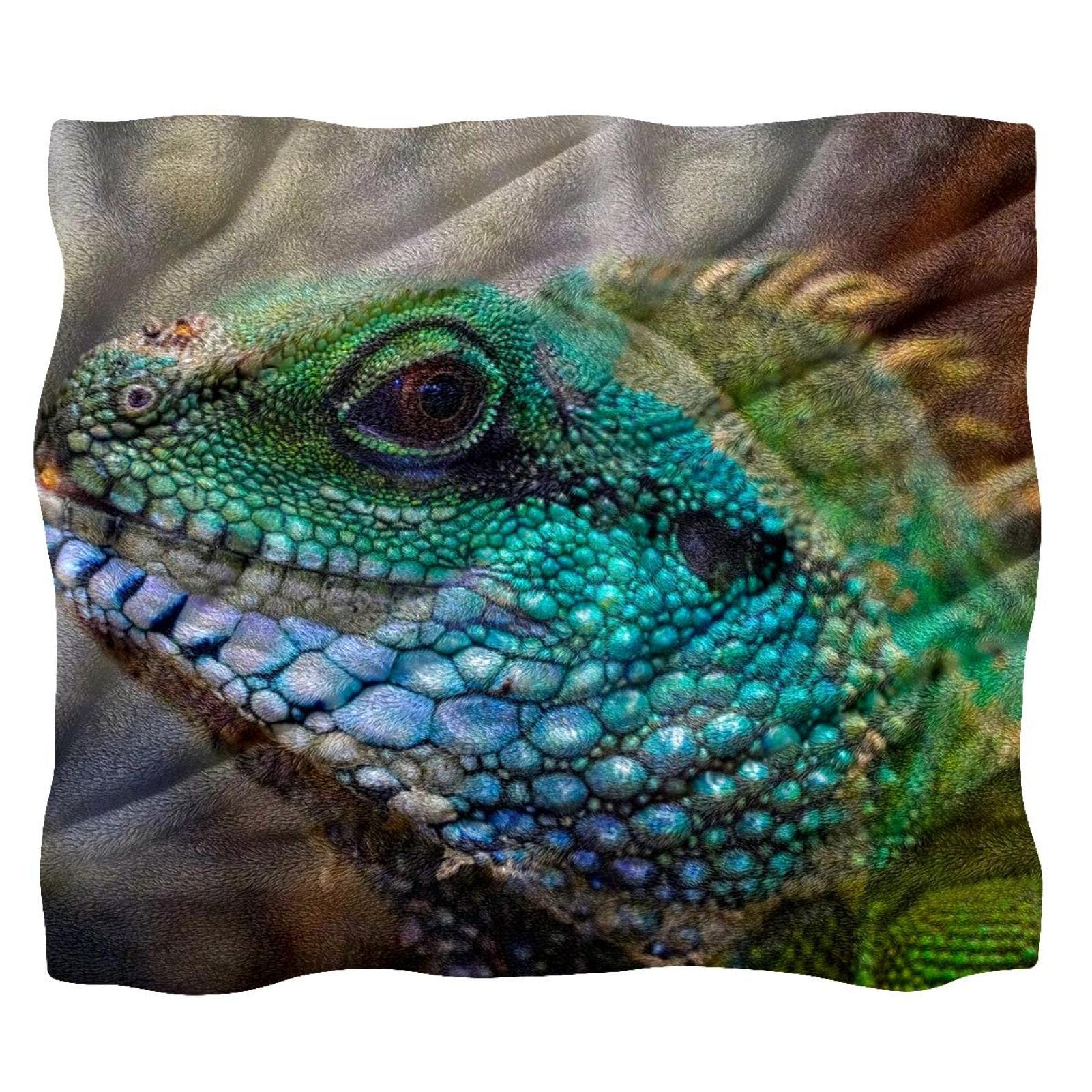 Couverture polaire ultra douce jeté de canapé chaud motif lézard