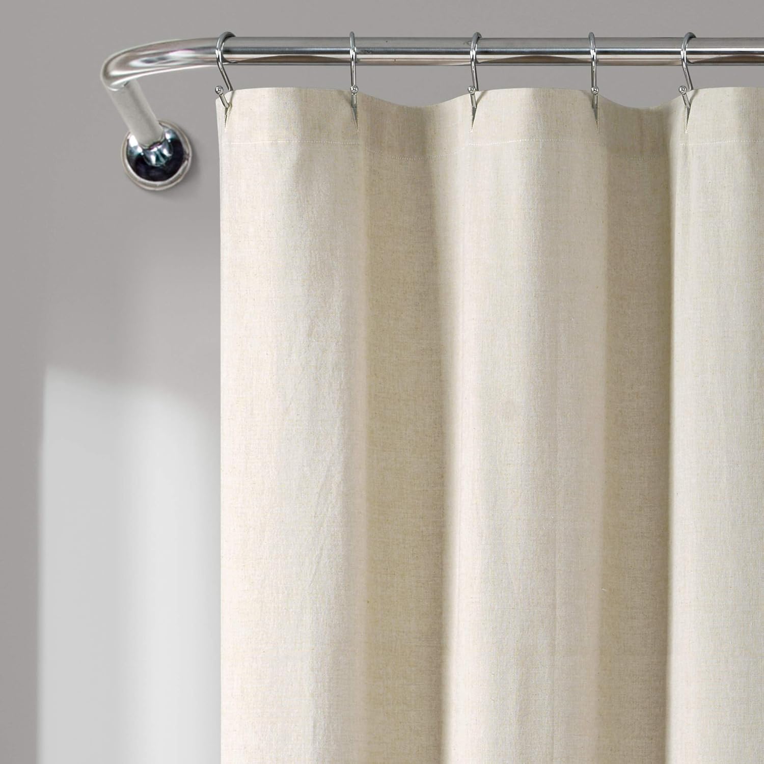 Lush Decor Nantucket Yarn Dyed Cotton Blend Tassel Fringe Shower Curtain Single 72" W x 72" L Taupe - Tan Shower Curtains for Bathroom Curtain