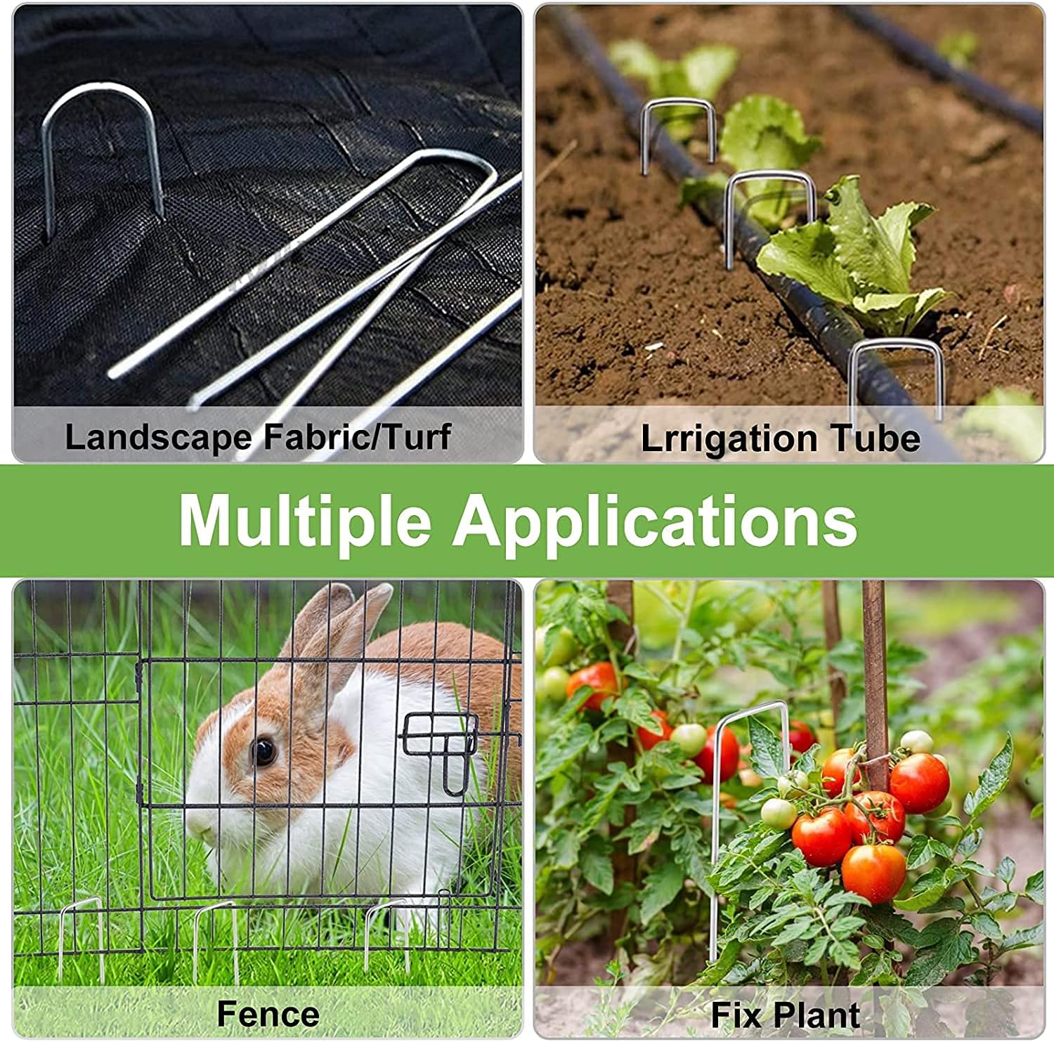 U&MEI Landscape Staples, 6" Heavy-Duty Garden Stakes Ground Landscape Pins,U-Shaped Galvanized Securing Weed Fabric Landscape Fabric Netting Ground Sheets and Camping Tent 50 Packs (6.0inch)