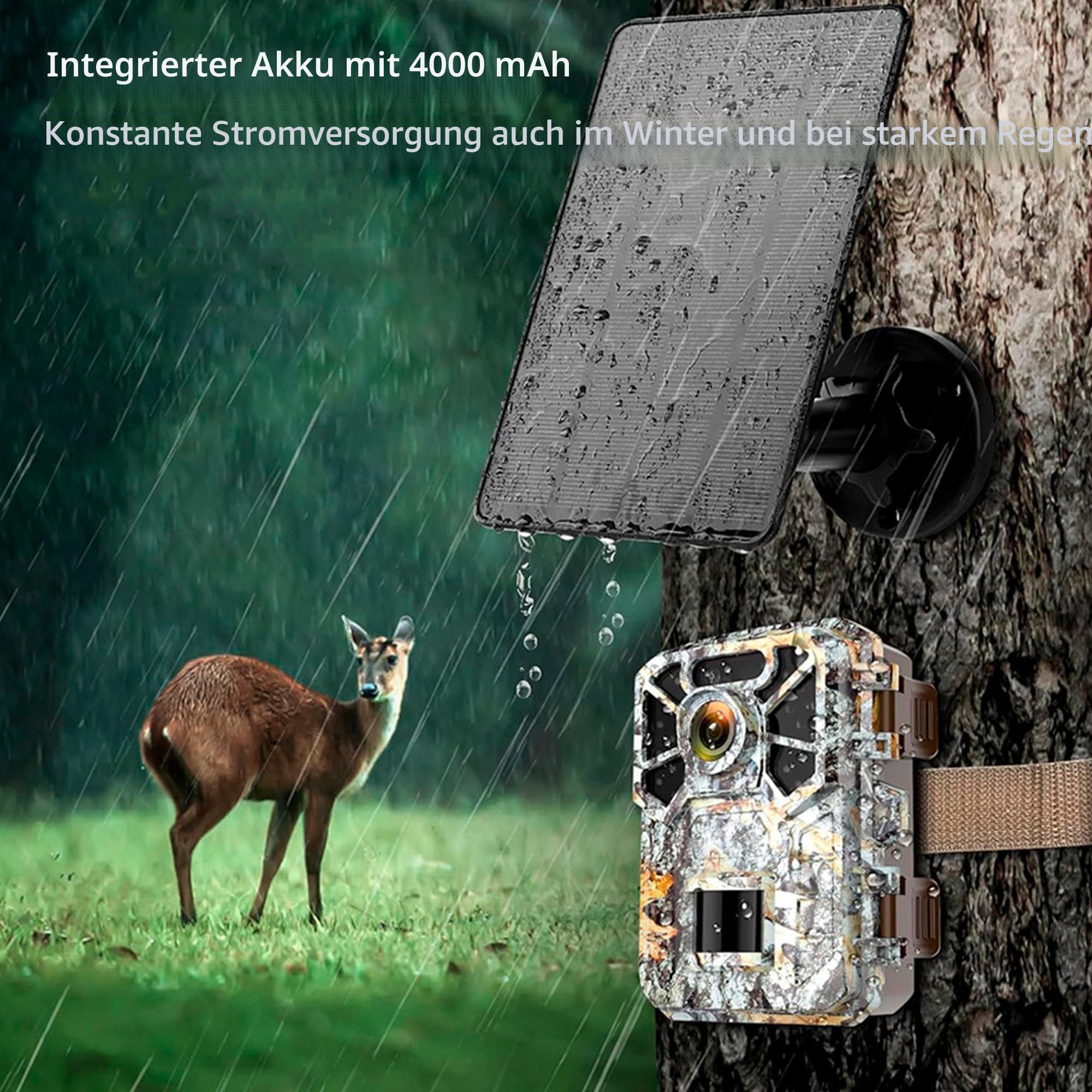 Solarpanel 12V/1A 6V/2A mit integriertem wiederaufladbarem Lithium-Akku mit 4000 mAh IP66, Jagdzubehör, kompatibel mit Jagdspielkameras oder Hirschfutterautomaten (2 Stück)