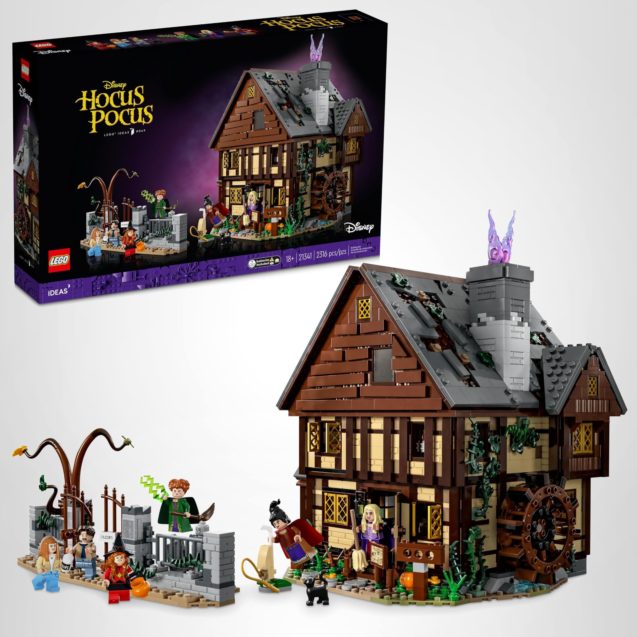 LEGO Ideas Hocus Pocus The Sanderson Sister's Cottage - Building Set for Adults, Men & Women, Age 18+ - Unique Gift for Fans W/Sister Minifigures - 21341