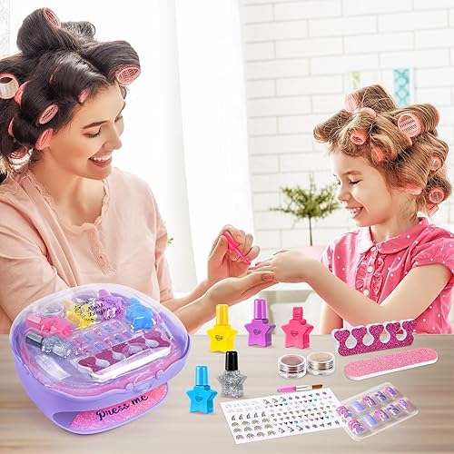 Miniatura 5 de Shemira Kit de esmalte de uñas para niñas de 7 a 12 años, juguete de arte de uñas para niñas de 5, 6, 7, 8, 9, 10, 11, 12 años, estudio de arte de