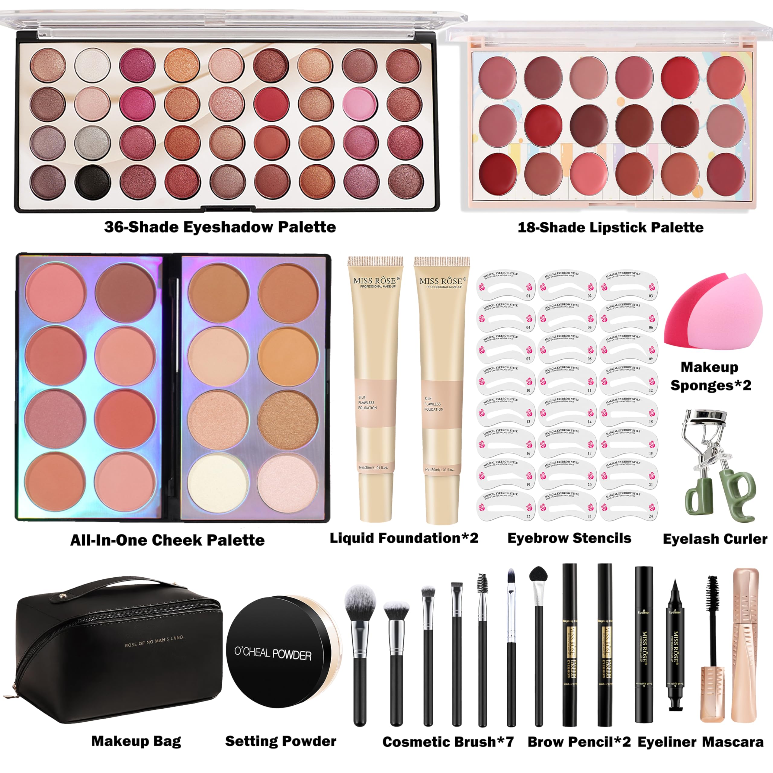 Hoorayeah Makeup Kit - Makeup Sets For Girl - Gift Sets for Women with Eye Shadow Palette Lipstick - Image 2