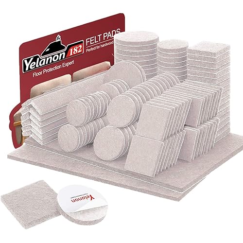 Felt Furniture Pads -182 Pcs Furniture Pads Self Adhesive, Cuttable Felt Chair Pads, Anti Scratch Floor Protectors for Furniture Feet Chair Legs, Furniture Felt Pads for Hardwoods Floors, Beige