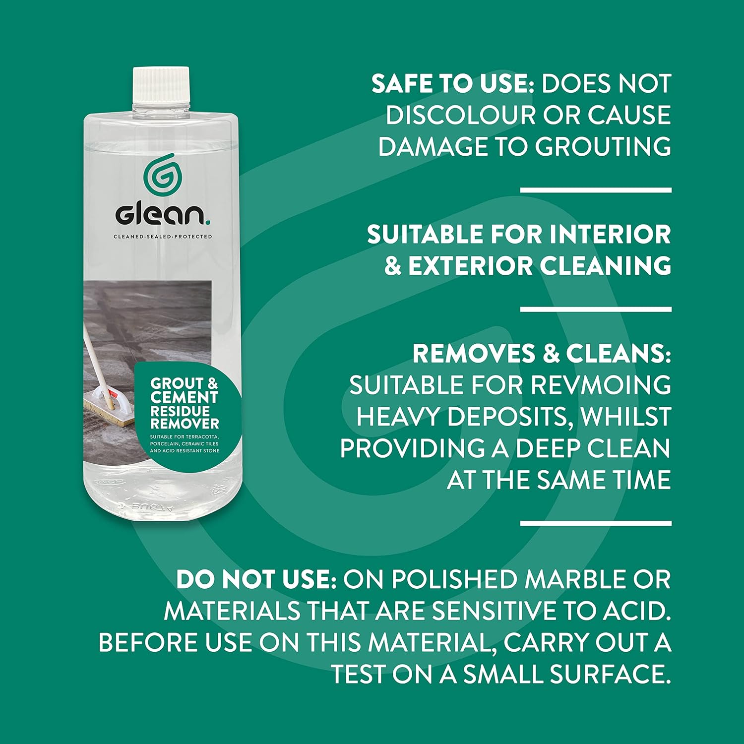GLEAN Grout & Cement Residue Remover 1 Litre For Terracotta