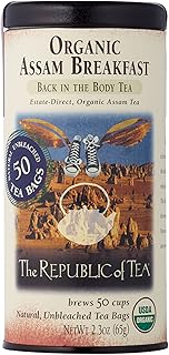 The Republic Of Tea Organic Assam Breakfast Tea, 50 Tea Bags, Premium Assam Black Tea, Certified Organic