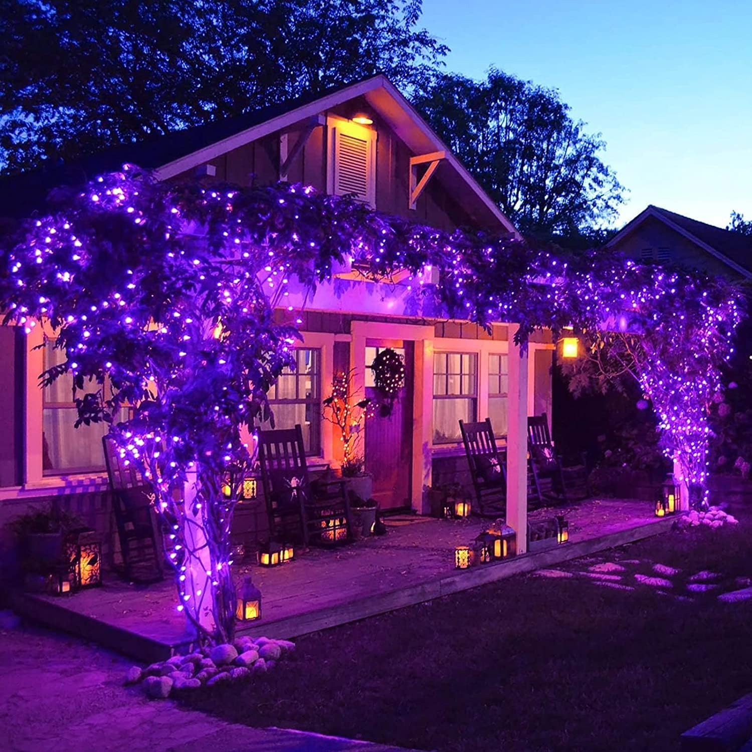 JMEXSUSS 100 LED Solar Halloween Lights Outdoor/250 LED Purple Halloween String Lights image 3