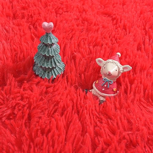 Miniatura 3 de Alfombra redonda roja para dormitorio de niñas, alfombra circular esponjosa de 4 x 4 pies para decoración de habitación de niños, alfombra circular