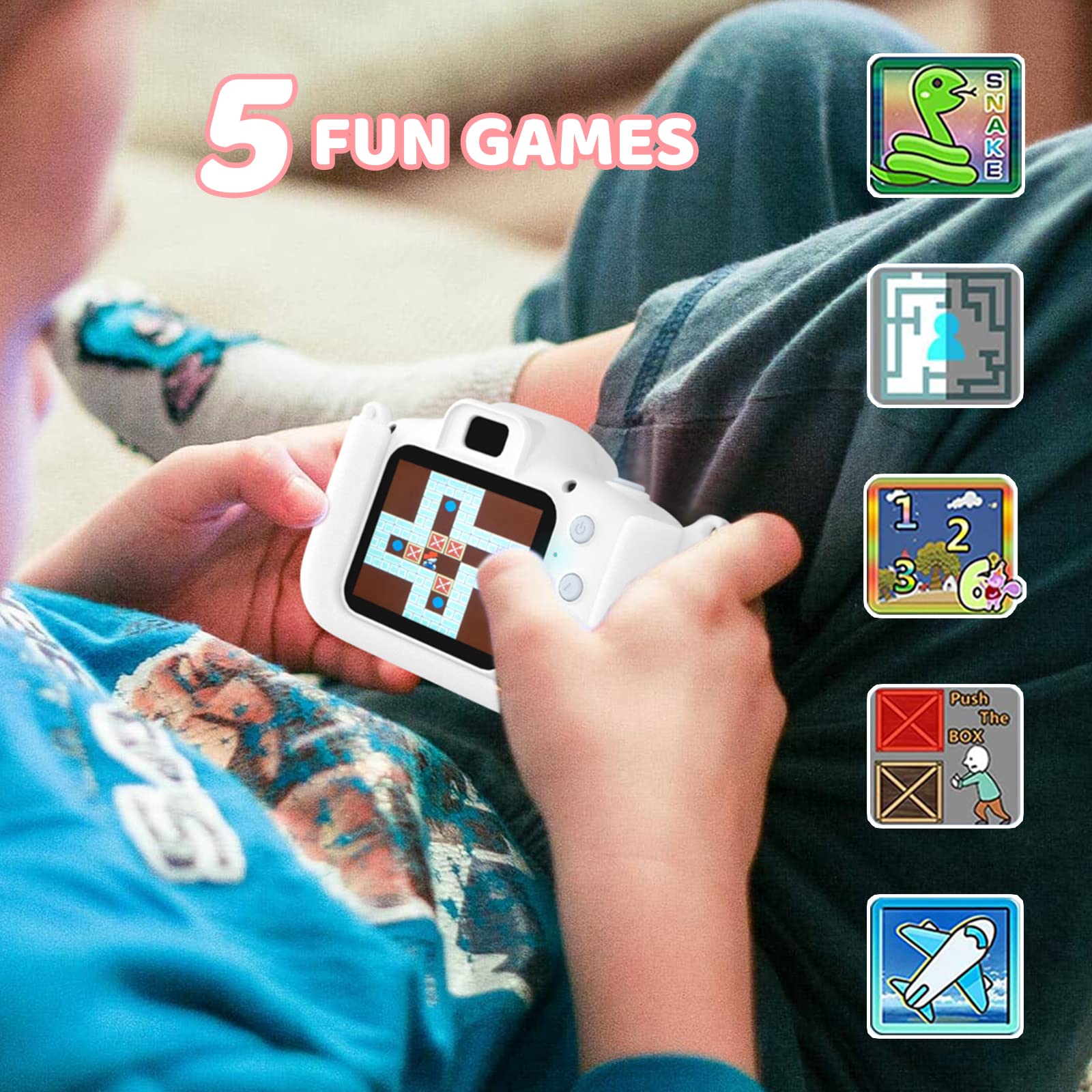 ASTGMI Macchina Fotografica Bambini, 12MP Mini Ricaricabile Fotocamera Digitale Bambina Videocamera Regalo per Ragazze Ragazzi 3-10 Anni, con Scheda 32 GB, Regali Giocattolo di Natale & Compleanno