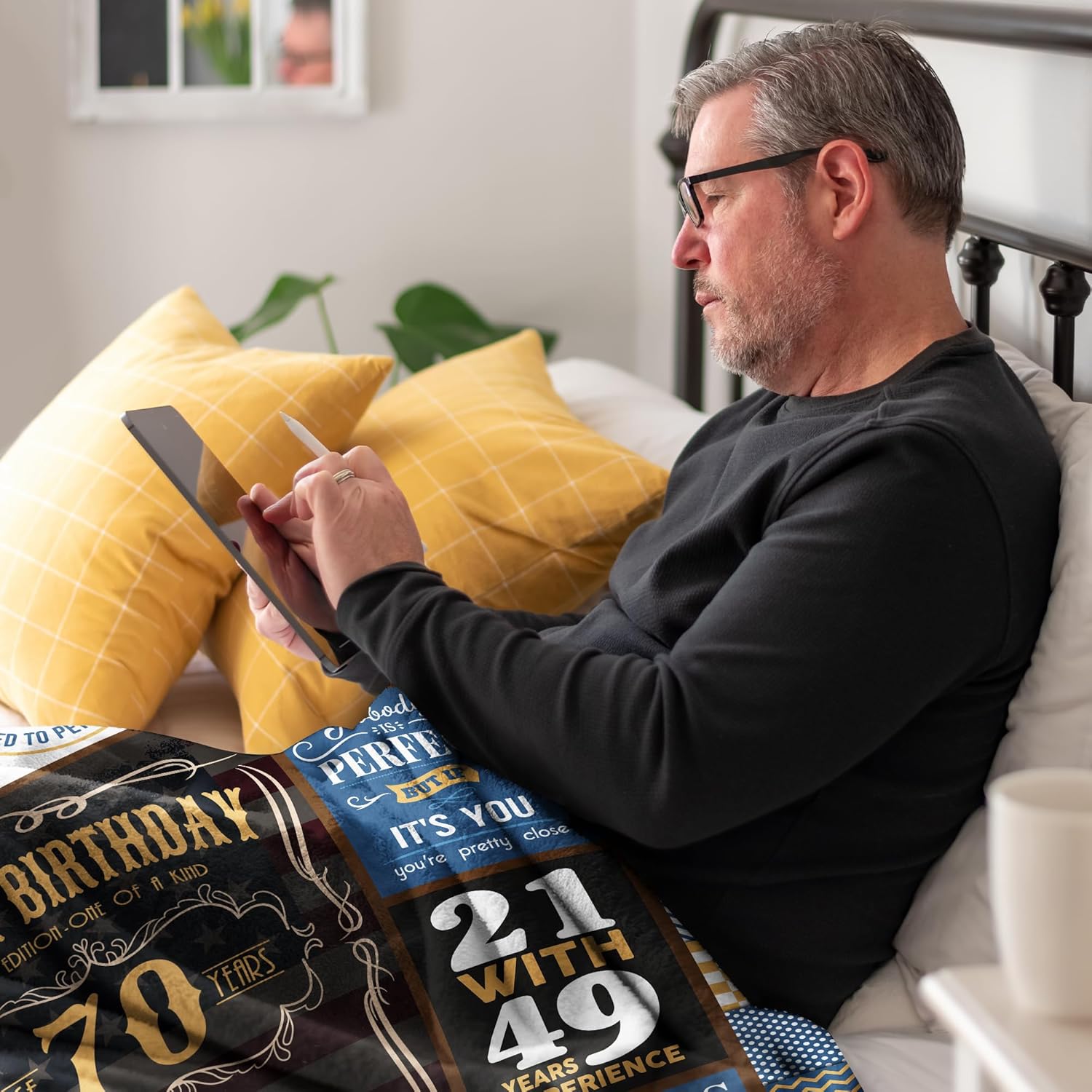 70th Blanket 60 x 50 inch, 70th Birthday Gifts for Men, Best Gifts for 70 Year Old Man, 70 Year Old Birthday Gifts for Men, 1956 Birthday Gifts for Dad, Mens 70 th Birthday Gift Ideas - Image 4