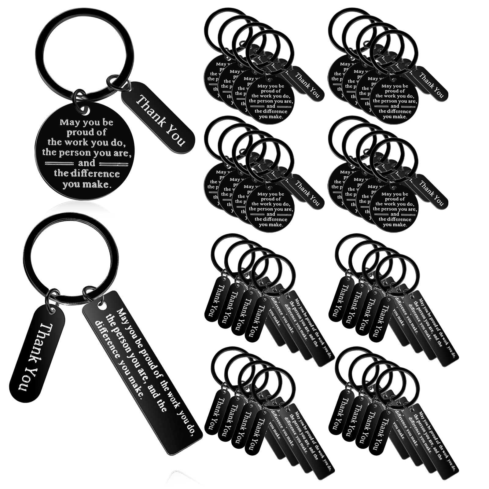32 Pcs Thank You Gifts Keychain Bulk Employee Appreciation Keychain Christmas Gift for Volunteer Coworkers Women Men