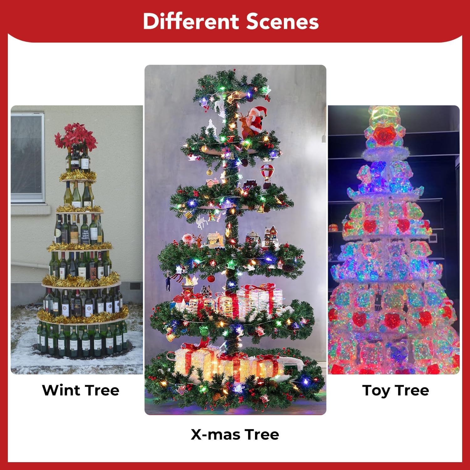 Christmas Tree, Christmas Village Tree, DIY Christmas Village Display Shelves, Perfect for Christmas Gifts, Christmas Village Decorations, Multi-Purpose Wine Rack & Cake Stand for Party Display【Momentree】