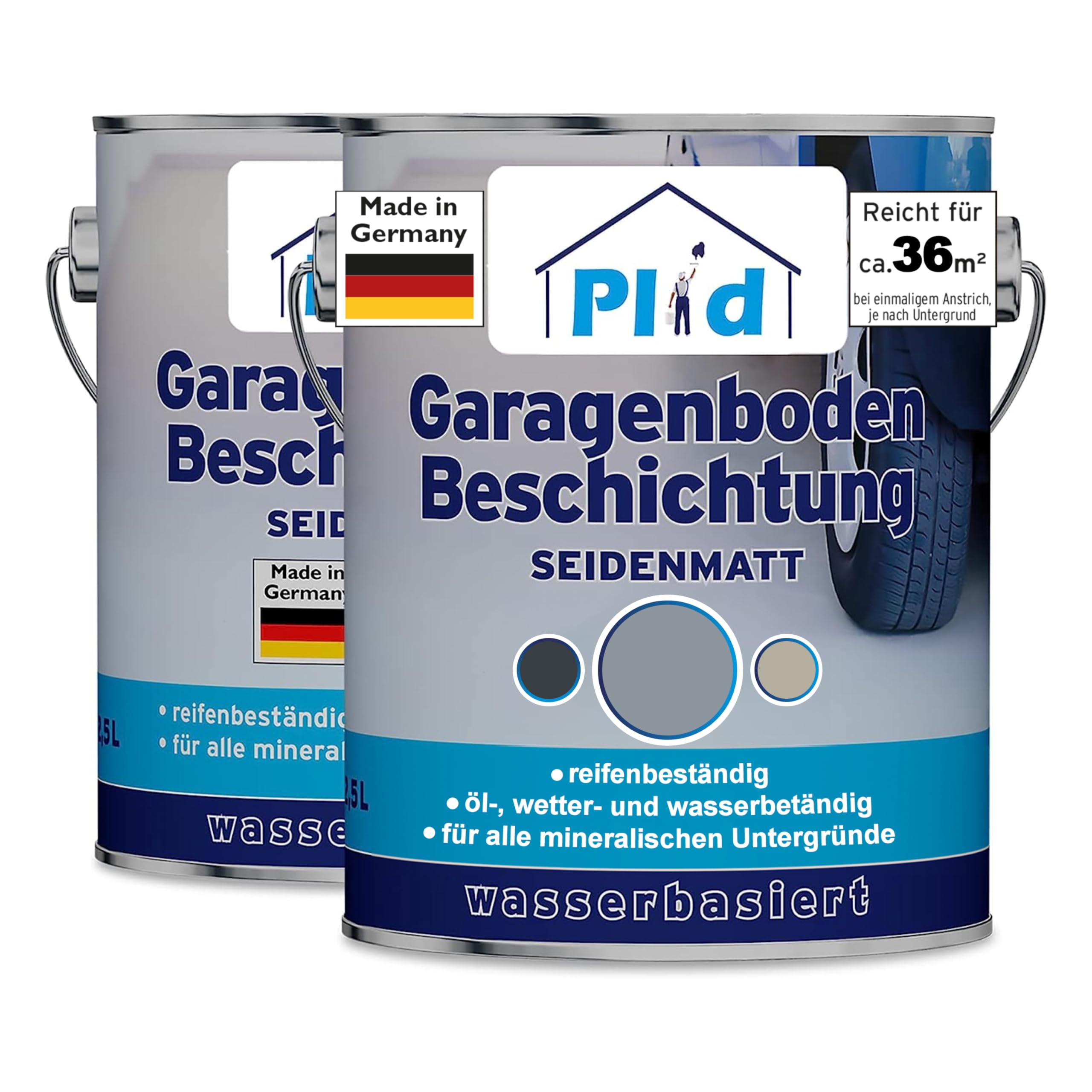 Peinture Sol Garage Gris Argent 5L - Revetement Sol Béton Intérieur Extérieur - Etanche Résistant Gel Diesel Huile Moteur Fabriqué Allemagne