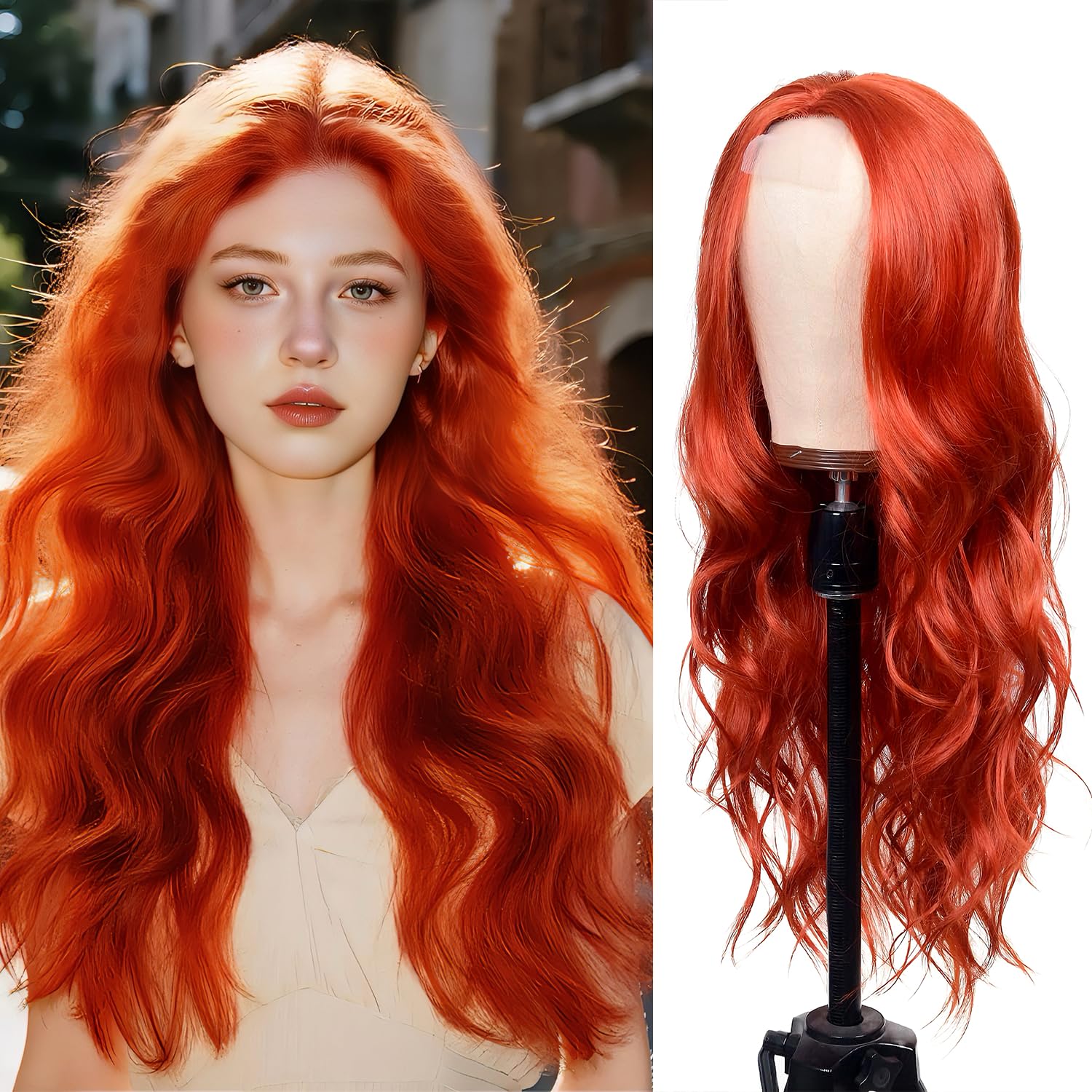 26 Inch Long Black Wig for Women Long Wavy Synthetic Wig Middle Part Natural Looking Heat Resistant Hair Wig for Daily Wear, Cosplay & Halloween Party