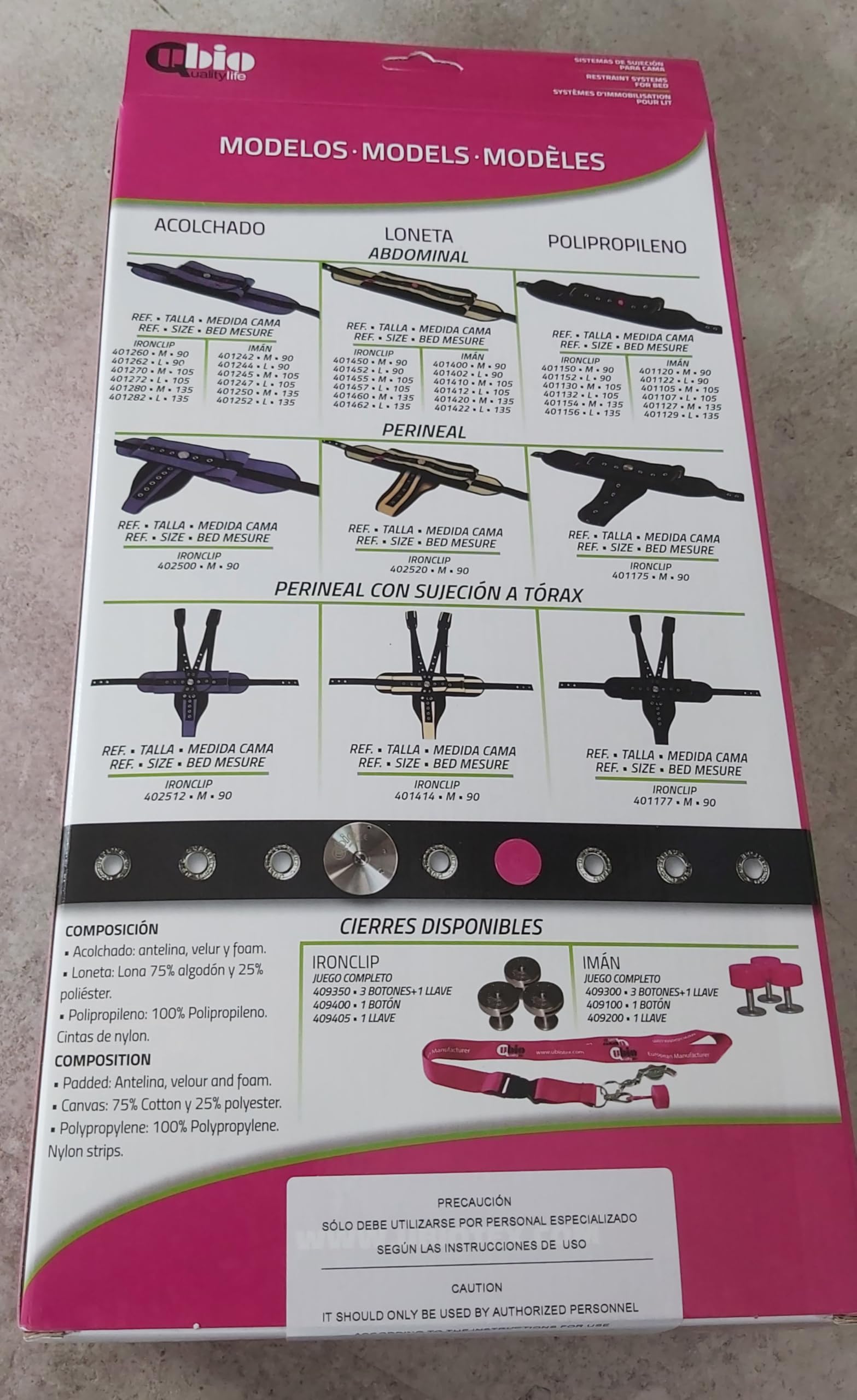 Cinturon de sujeción para cama de 90 cms con perineal, cierre iron clip, o cierre de moneda. sujecion para pacientes agitados, dispositivos de contención.