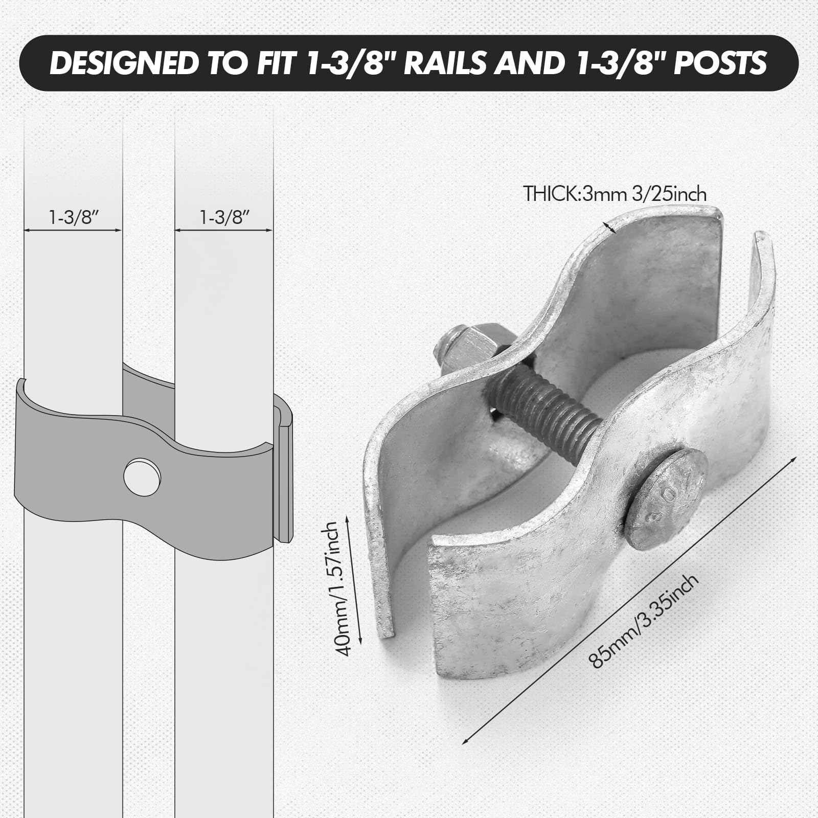 Zonon 24 Set Chain Link Fence Panel Clamps, 1-3/8