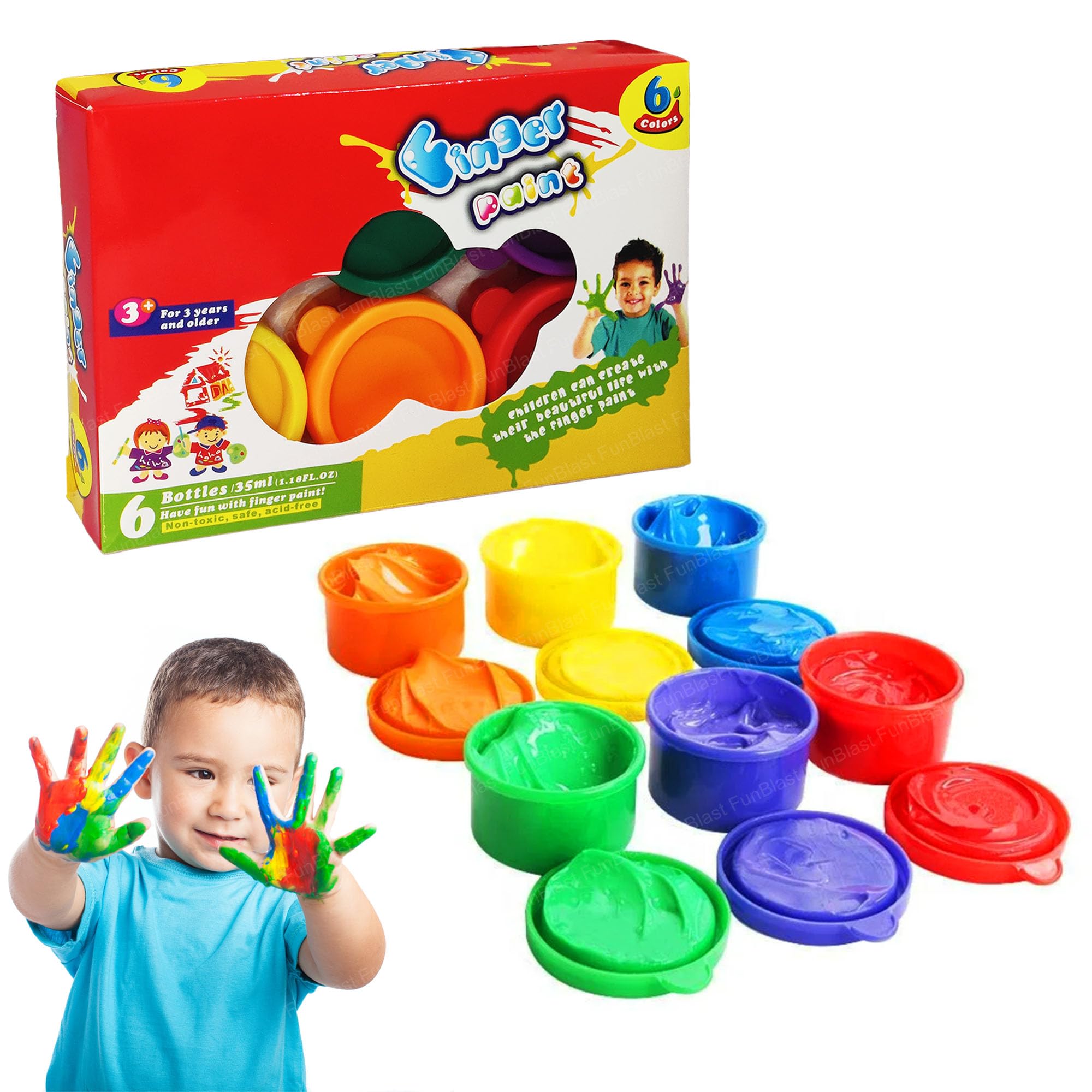 FunBlast Finger Painting Kit, 6 Colors DIY Coloring Hand Paint for Art and Craft Work, Finger Paints for 3+ Year Kids, Finger Paint Kit, Washable Paints for Kids, Return Gifts for Kids (B0D7SK1J2F) Amazon Price History, Amazon Price Tracker