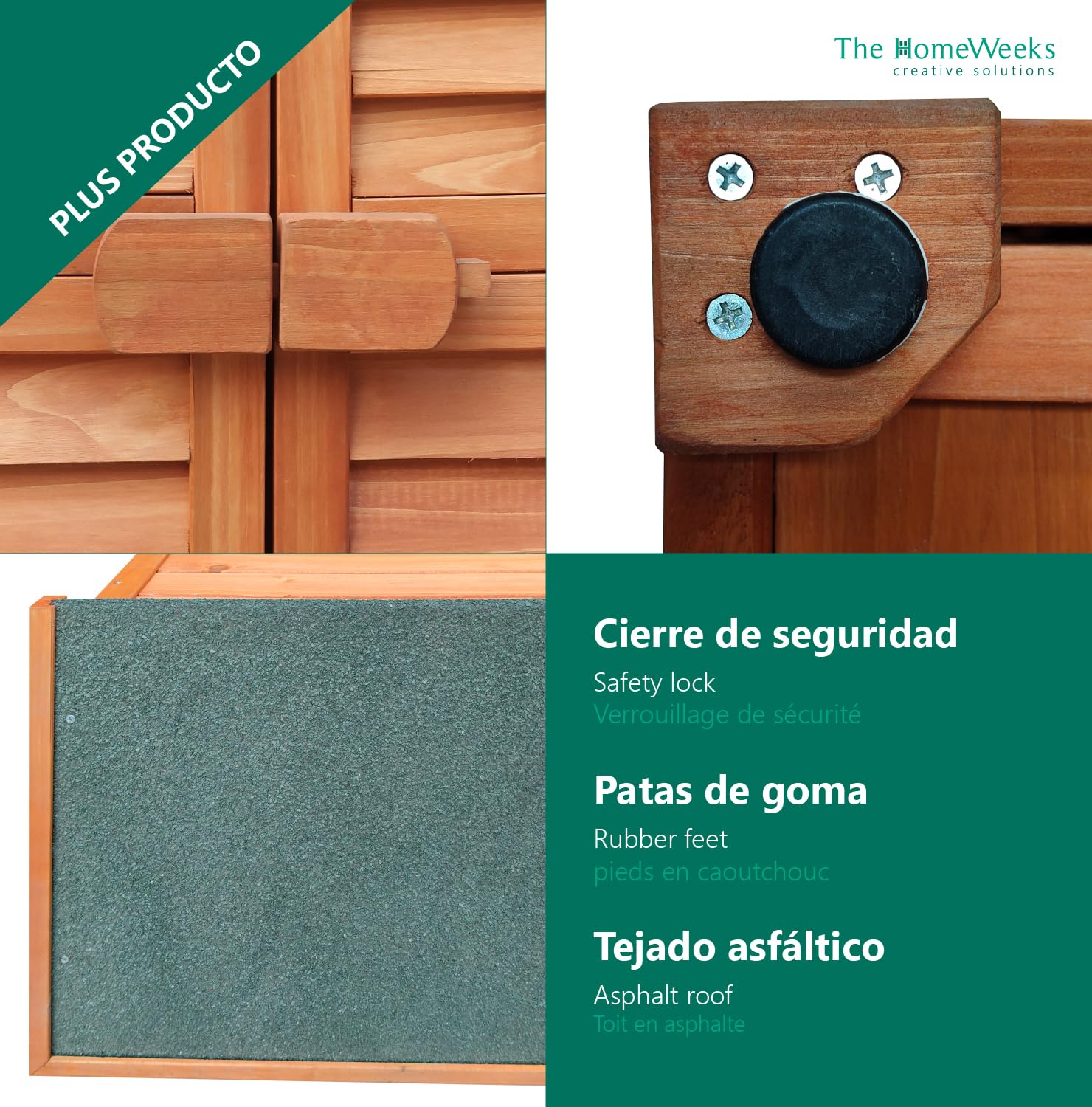 The Homeweeks Cobertizo Armario Jardín IRATI | Madera Tratada Maciza | 87 * 46 * 160cm. | Armario Multiusos | Impermeable | para Almacenamiento de Herramientas y Accesorios de Jardin | Doble Puerta.