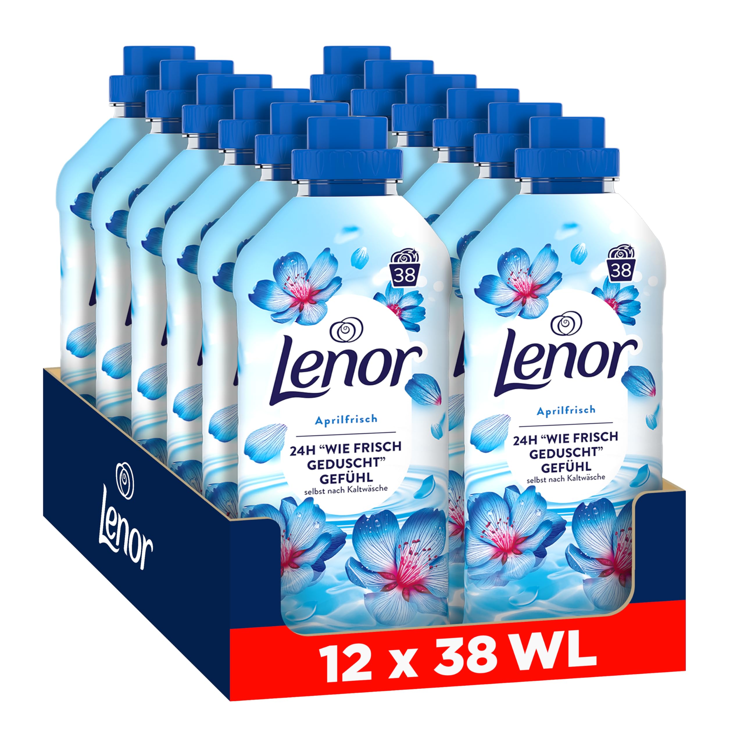 Lenor Weichspüler 12x38 Waschladungen, Aprilfrisch, 24H “Wie Frisch Geduscht“ Gefühl