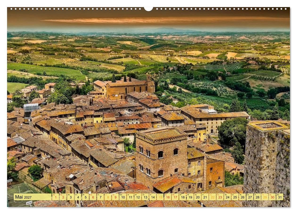CALVENDO - Bühne frei für die Toskana (Wandkalender 2027 DIN A2 quer), Monatskalender: Malerische, sanfte Hügellandschaft mit Weinbaugebieten, Kulturstätten, Kunstschätzen, bedeutenden Städten und kul