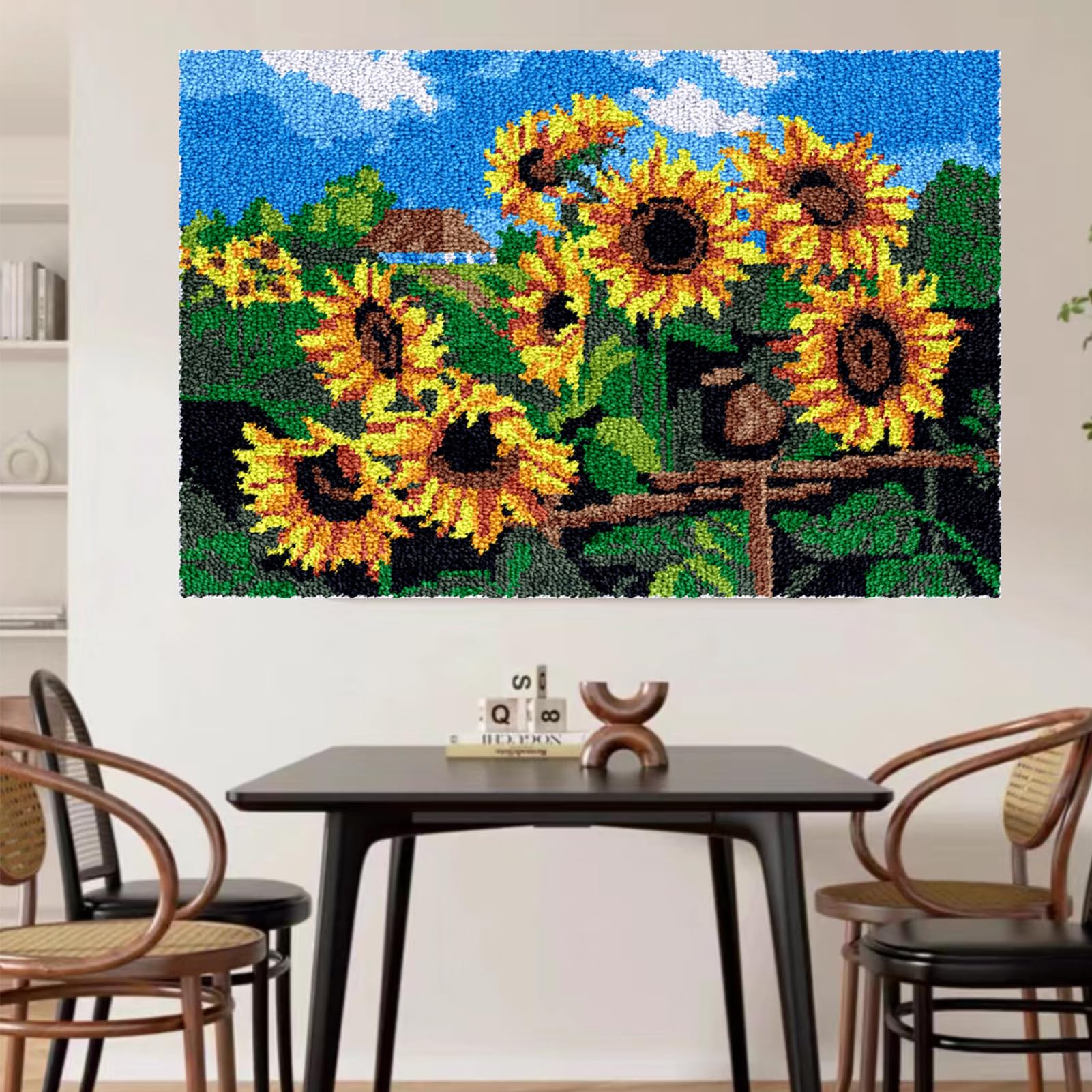 Knüpfteppich Zum Selber knüpfen, Knüpfteppich Teppich Kits Set - DIY Handarbeit Teppich Für Aldult, Super Einfache Unfertige Anfänger Leinwand Wandteppich, Entspannende Und Lustige Hobby 80 x 115 cm