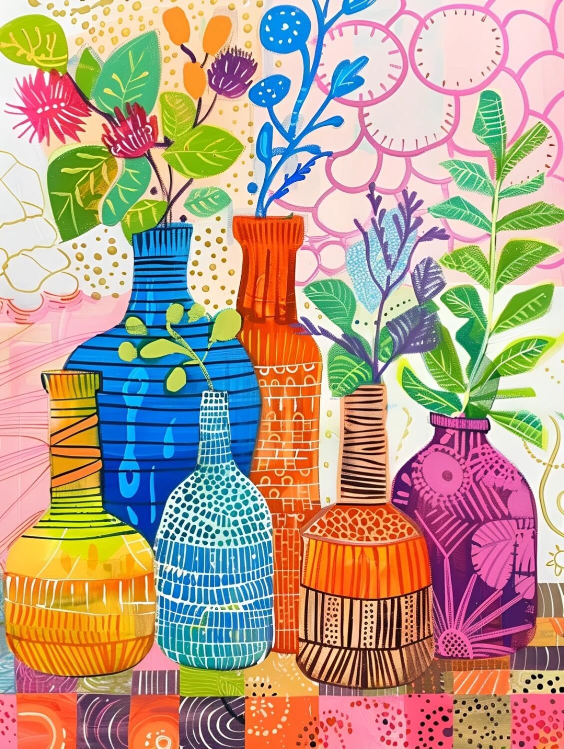 Rqwybcaxn Stamped Beaded Cross Stitch Kits Plants in a vase 40x50cm