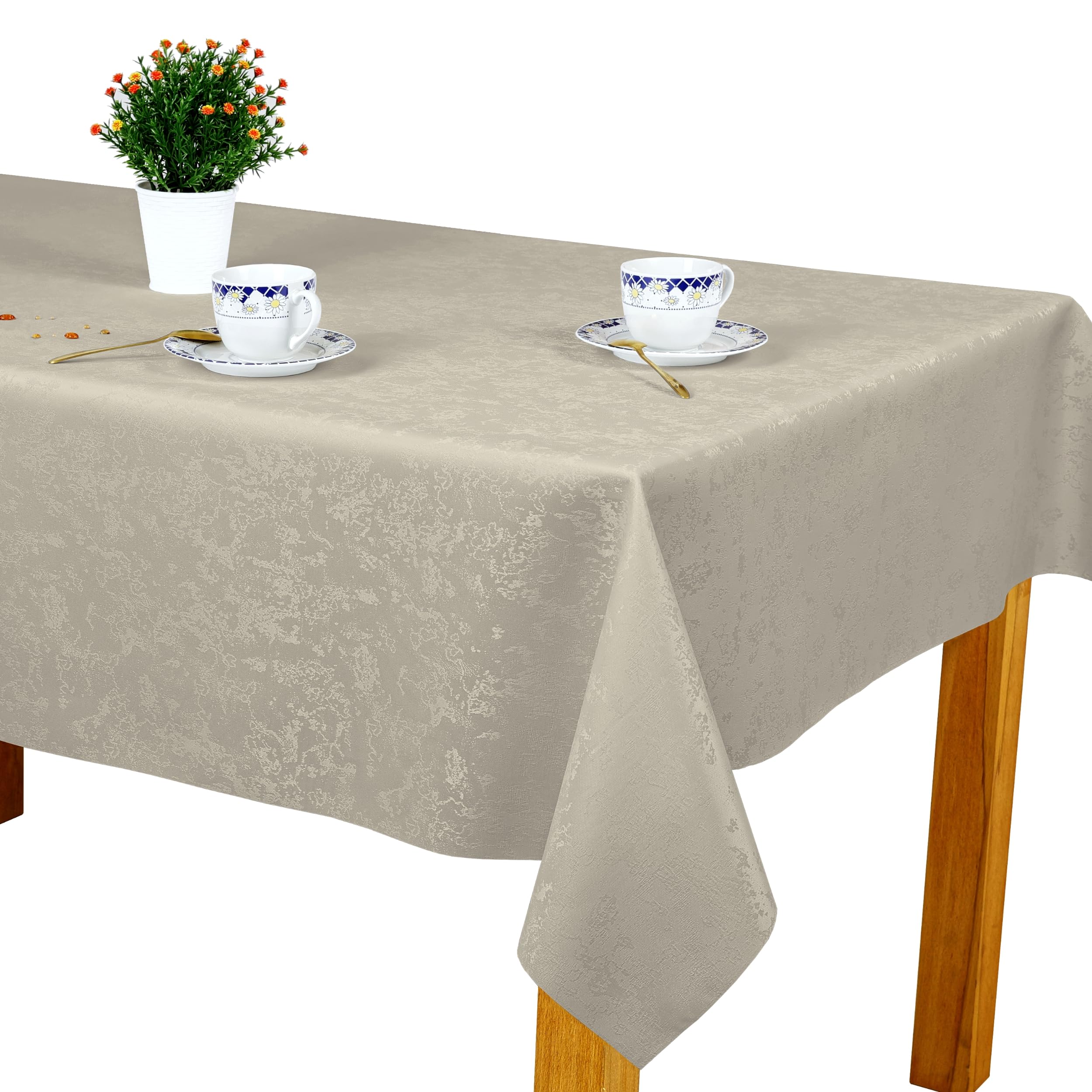 Tischdecke Grau 140x340 cm, Fleckabweisend mit Lotuseffekt Modern Doppelseitig Eleganter Marmor 100% Polyester, U4 Marmor 5297