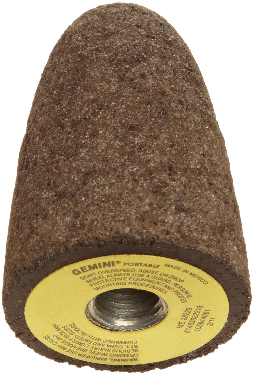 Norton Gemini Snagging Abrasive Cone Type 16, Aluminum Oxide, Square Tip, 5/8"-11 Arbor, 1-1/2" Diameter, 3" Thickness, 24 Grit (Pack of 10)