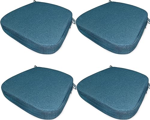 Juego de 2 cojines para silla de comedor con lazos para sillas de comedor, de espuma viscoelástica, gruesas, 17 x 16.5 x 2 pulgadas, con funda