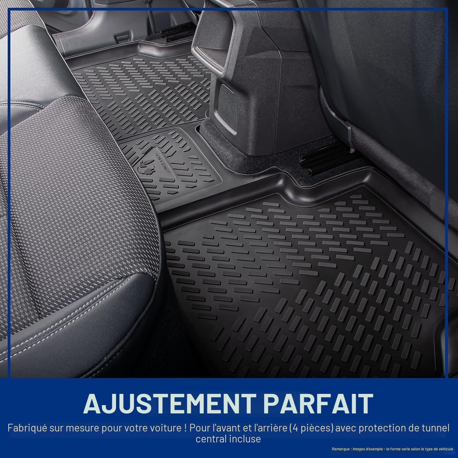 Elmasline Kit de Tapis Design en Caoutchouc et Tapis de Coffre pour VW T-ROC à partir de 2017 Plancher de Chargement supérieur Ne rentre Pas en Cabriolet !! | Tapis de Voiture et Bac de Coffre