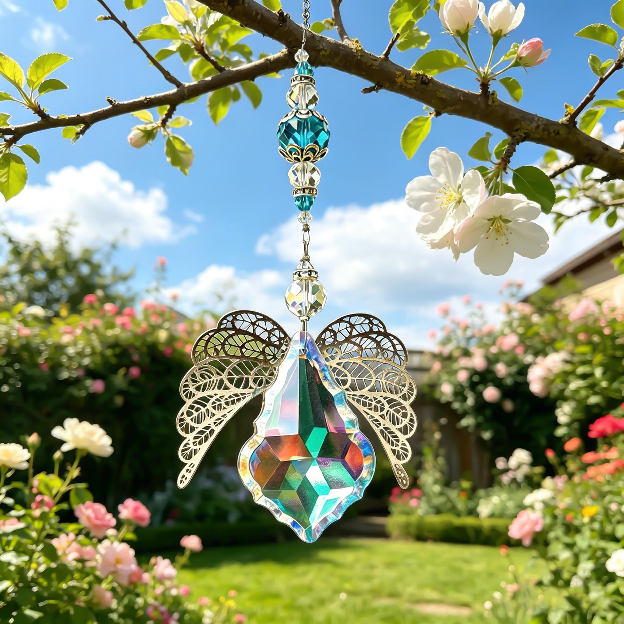 Amazon.com: HDCRYSTALGIFTS 14'' Crystal Guardian Angel Suncatcher