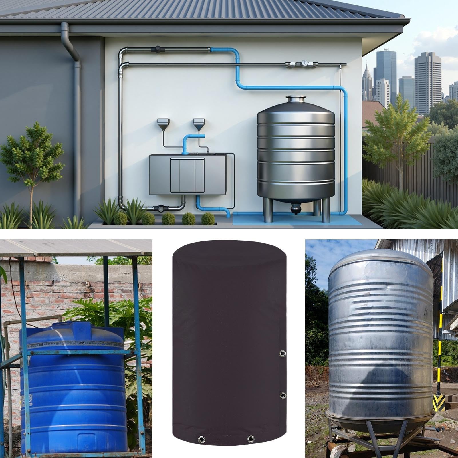Cubierta para depósito de agua con protección UV, protección contra congelación, protección exterior aislada de 61 x 86 cm, para aspersores de lawn riego, piscina industrial, base de RV