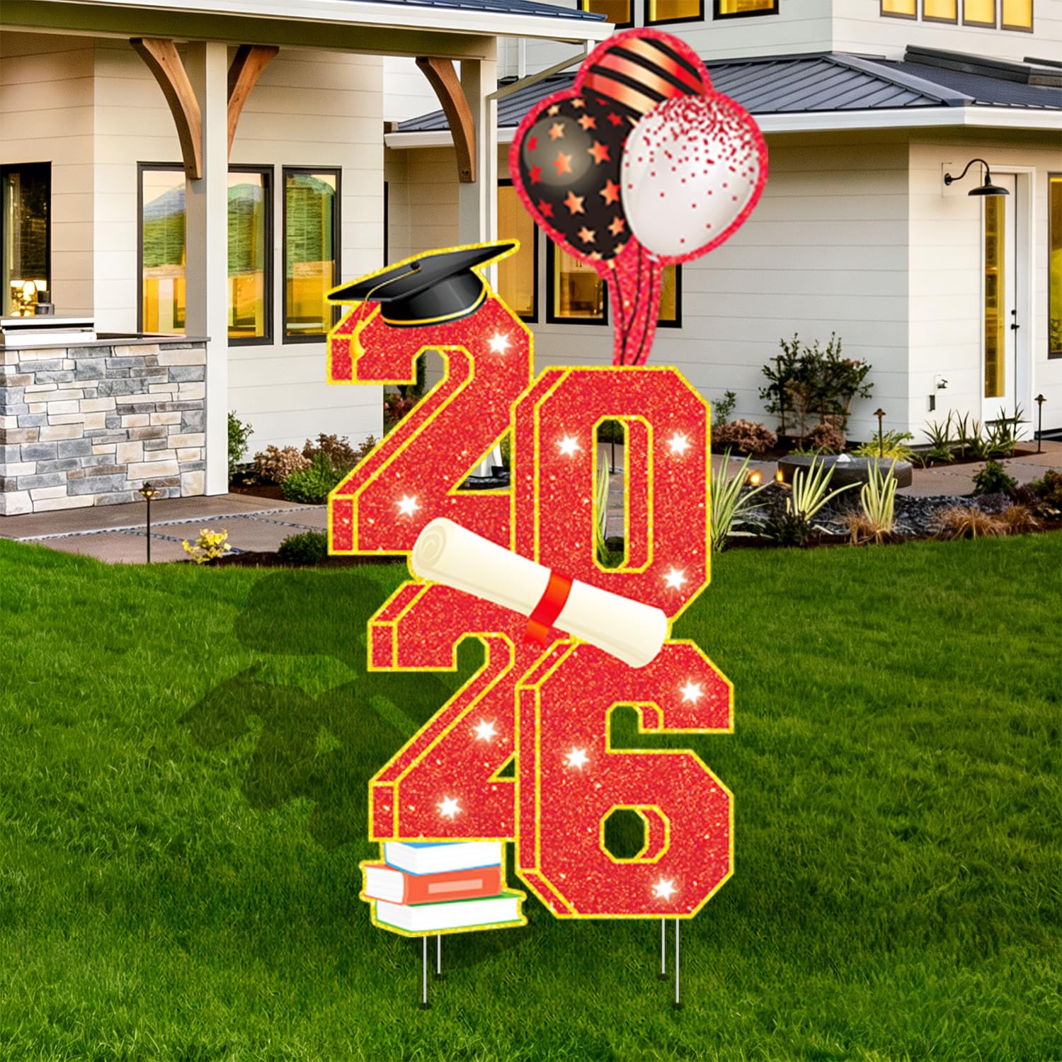 Photo 1 of 2026 Graduation Decorations - 3.5FT Large Class 2026 Graduation Yard Sign Yard Decorations Congrats Graduation Lawn Signs 2026 Grad Yard Signs with Stakes for Outdoor Indoor Congrats Graduation Party Decoration Supplies