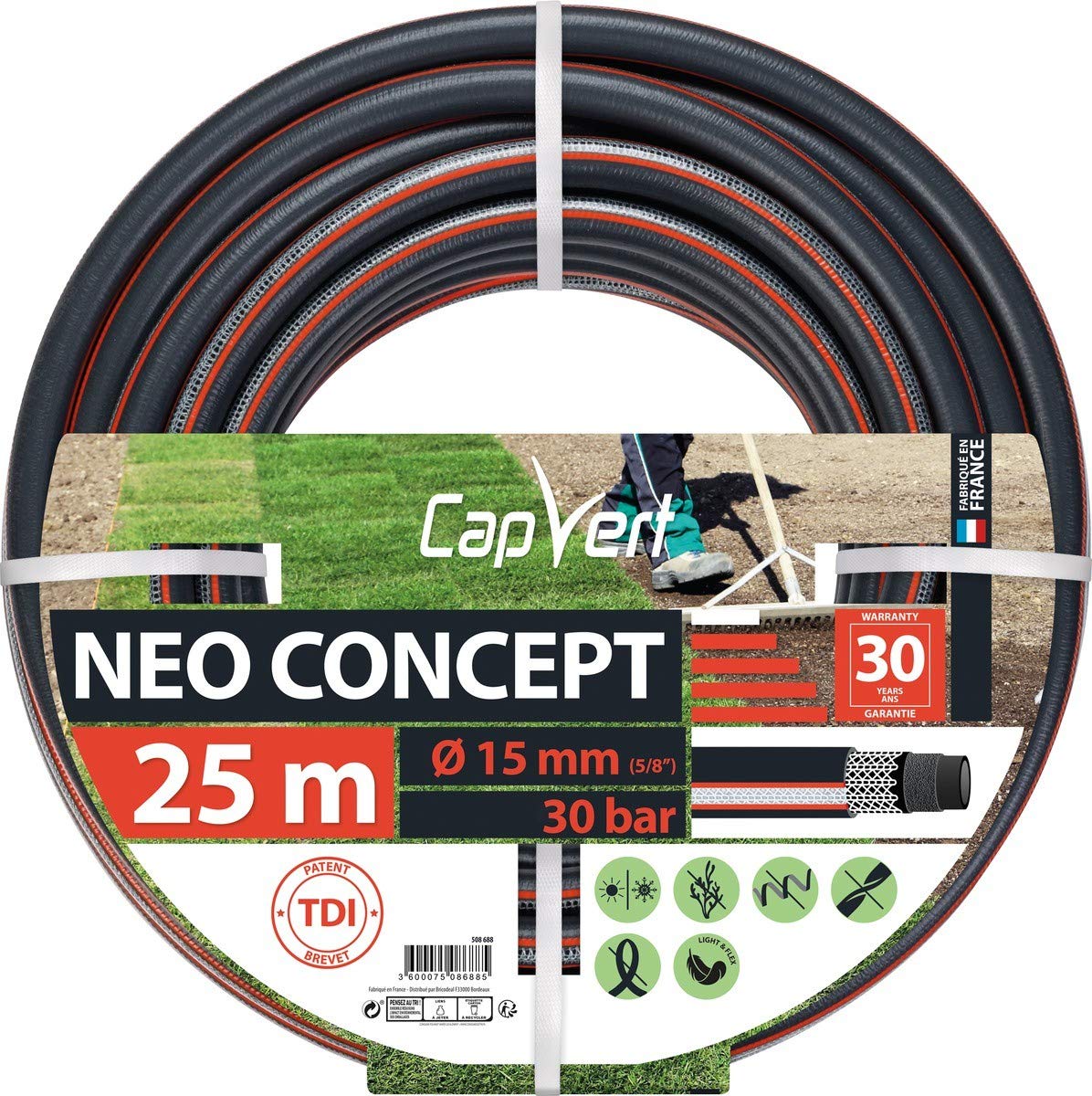 Cap Vert Tuyau d'arrosage Néo Concept Diamètre 15 mm - Longueur 25 m