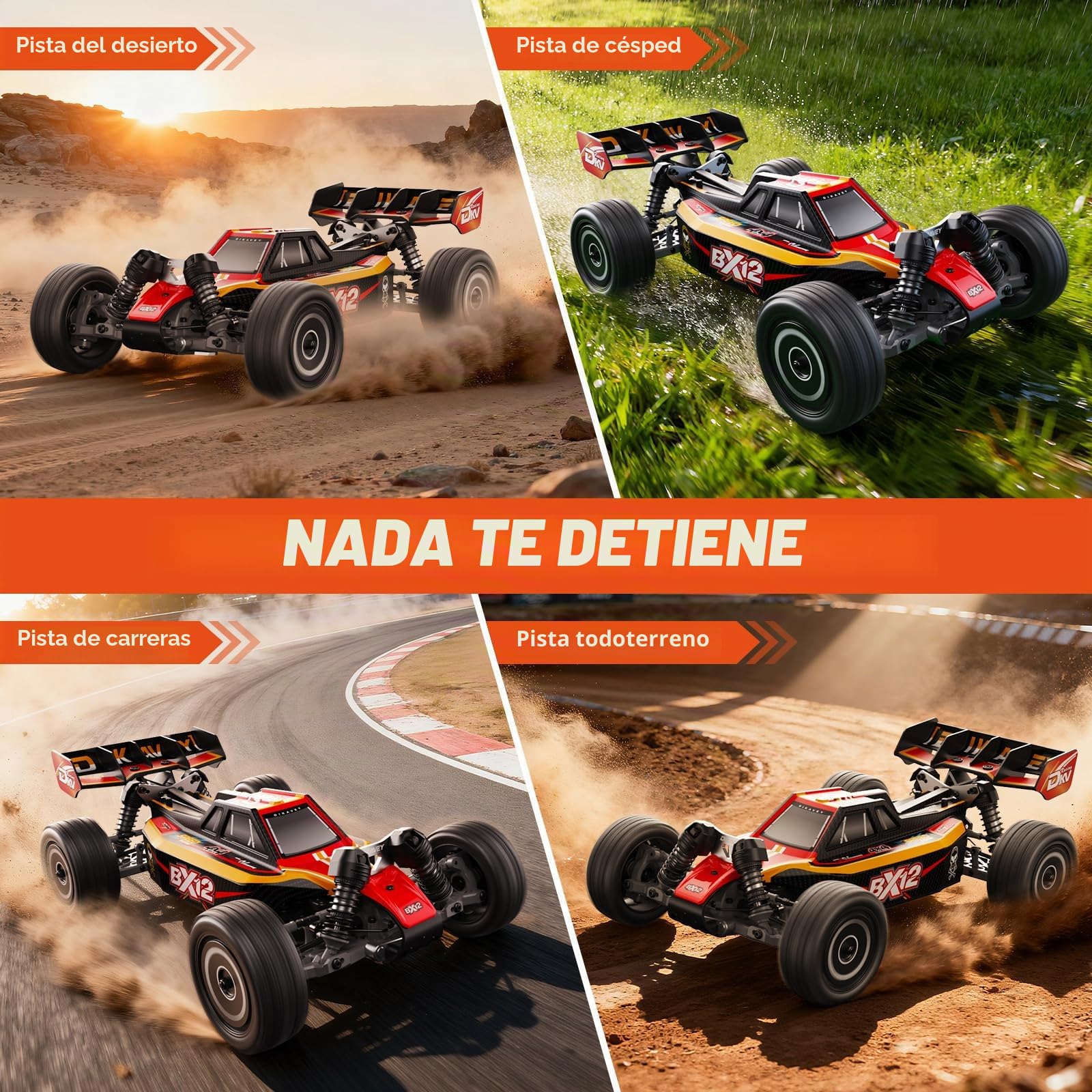 Coches De Control Remoto RáPidos Sin Escobillas 1:12 para Adultos, 42 mph, Coche Todoterreno 4x4, Auto De Control Remoto para Adultos 4wd De Alta Velocidad con Dos Camiones 3s De 2200 Mah