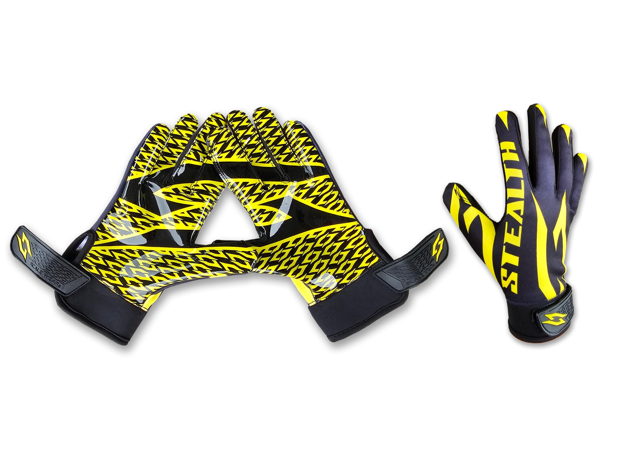 Black Stealth - Guantes receptores de fútbol americano – Agarre de silicona para adultos, hombres, jóvenes y niños, bandera adhesiva, amplia mejora tu juego profesional, batalla duradera