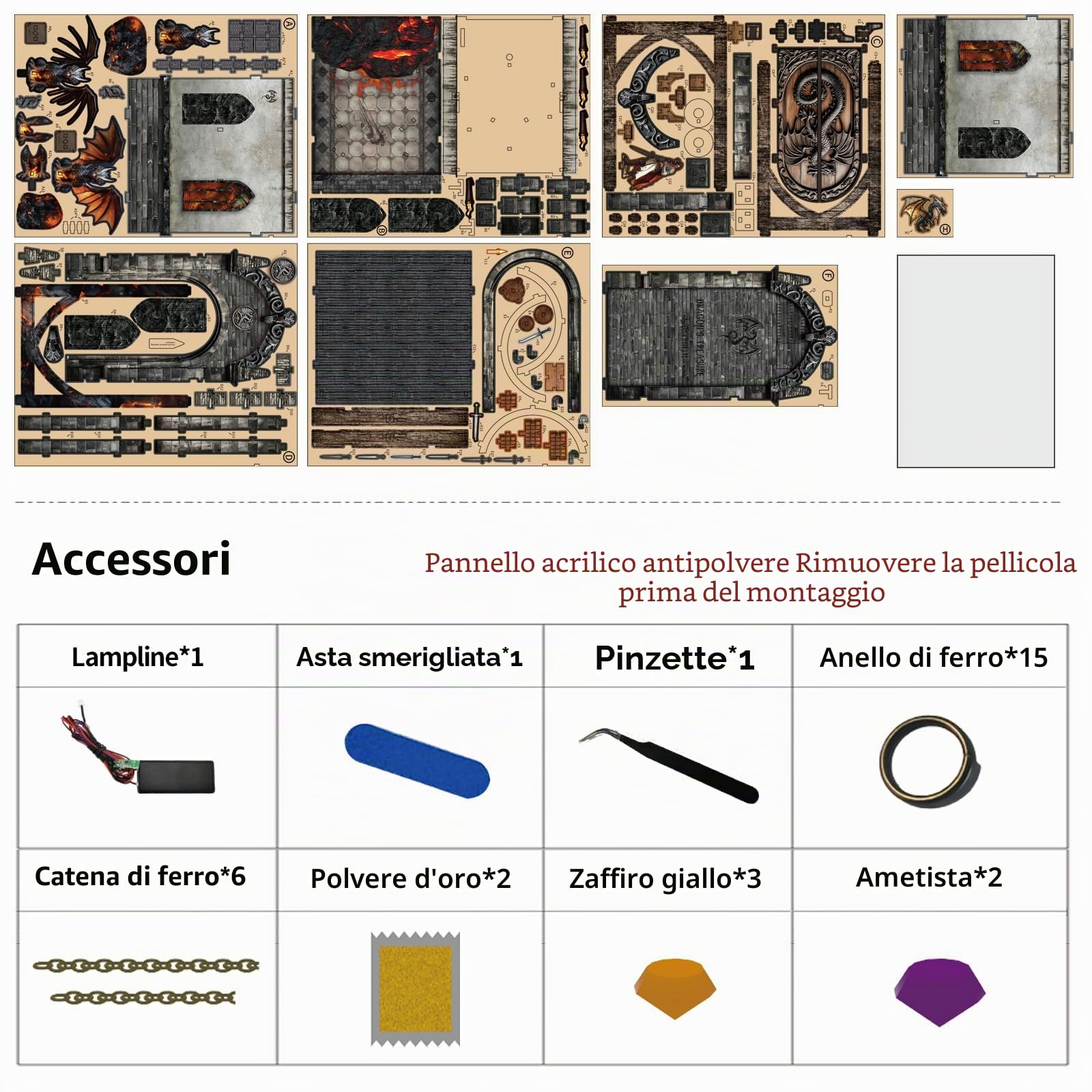 Book Nook Kit per adulti-Labirinto del Tesoro dei Draghi,Puzzle in miniatura 3D fai da te in legno con luci LED,fermalibri in miniatura, decorazione per libreria,Idea Regalo Creativa