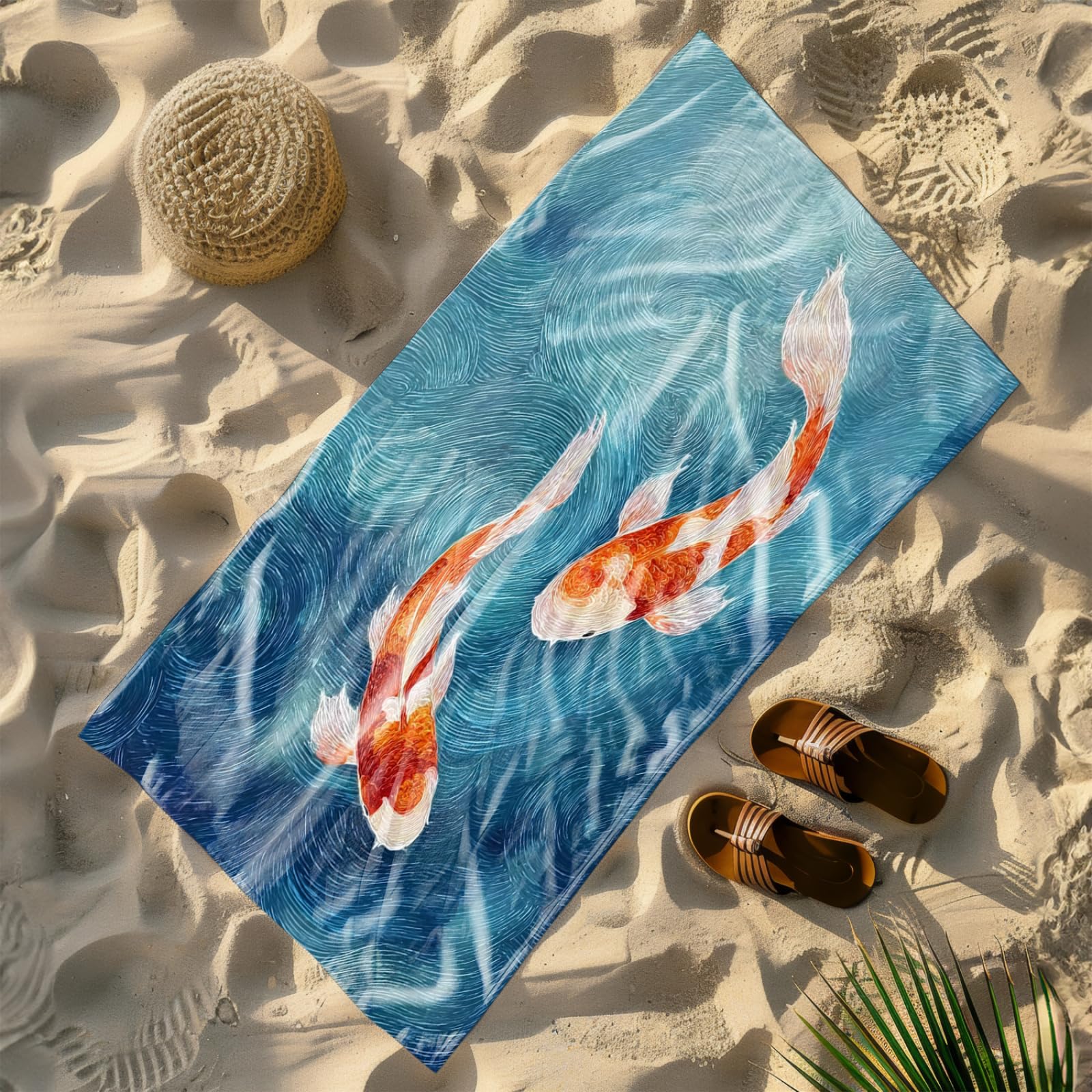 Beach Towel Goldfish Microfibre Towel for Women Men,Gym Towel for Travel Swim Camping,Quick Fast Dry,Travel Essentials,Swimming