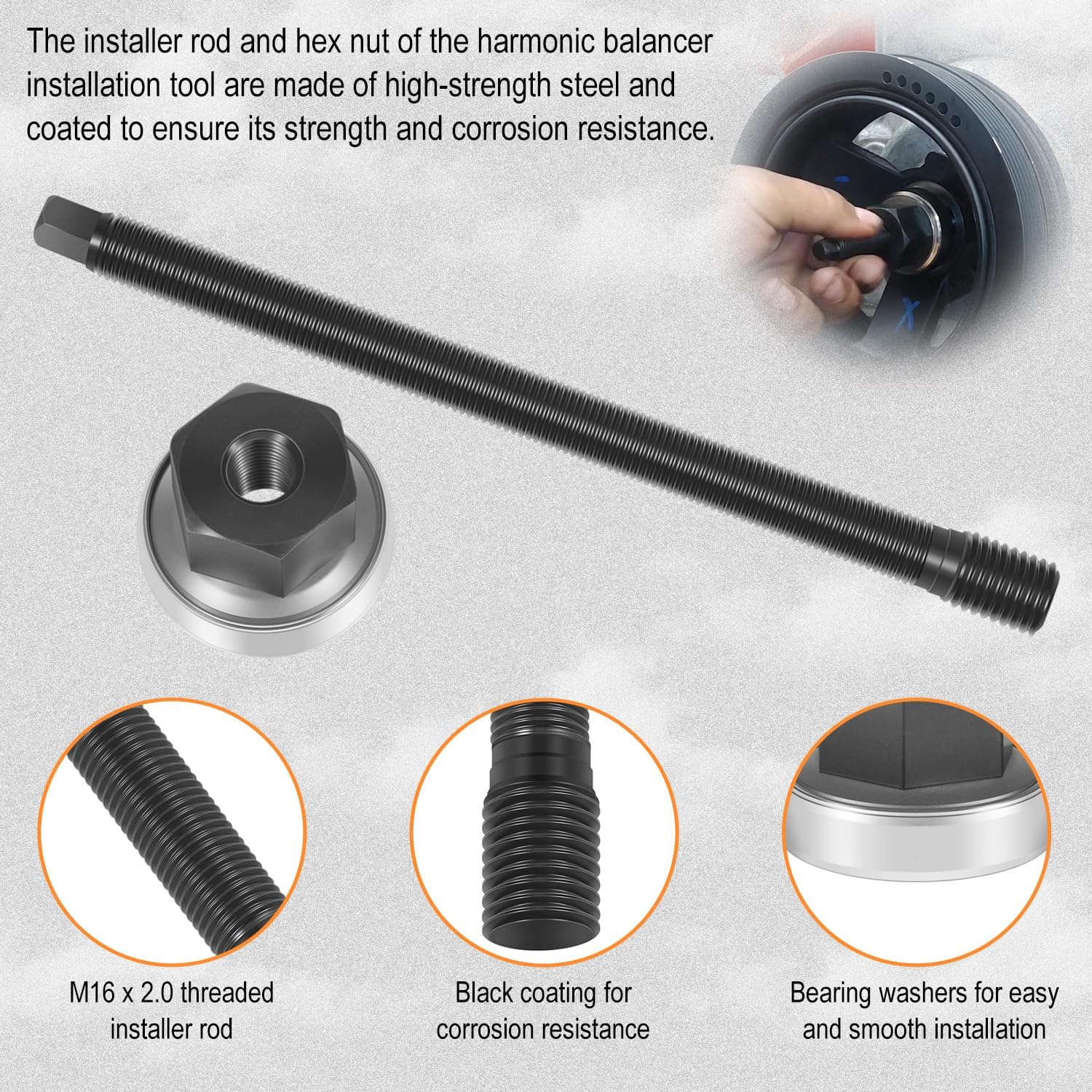 LS LT Harmonic Balancer Installation Tool Install Kit Harmonic Balancer Puller Installer For GM LS LT Series Engines 1997 To Current, For GM V8 Engine Systems Gen 3, 4, 5