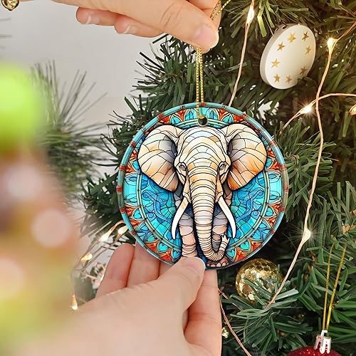 Miniatura 6 de Adorno de cerámica de elefante, regalo de recuerdo de elefante para árbol de Navidad, adorno para amantes de los animales