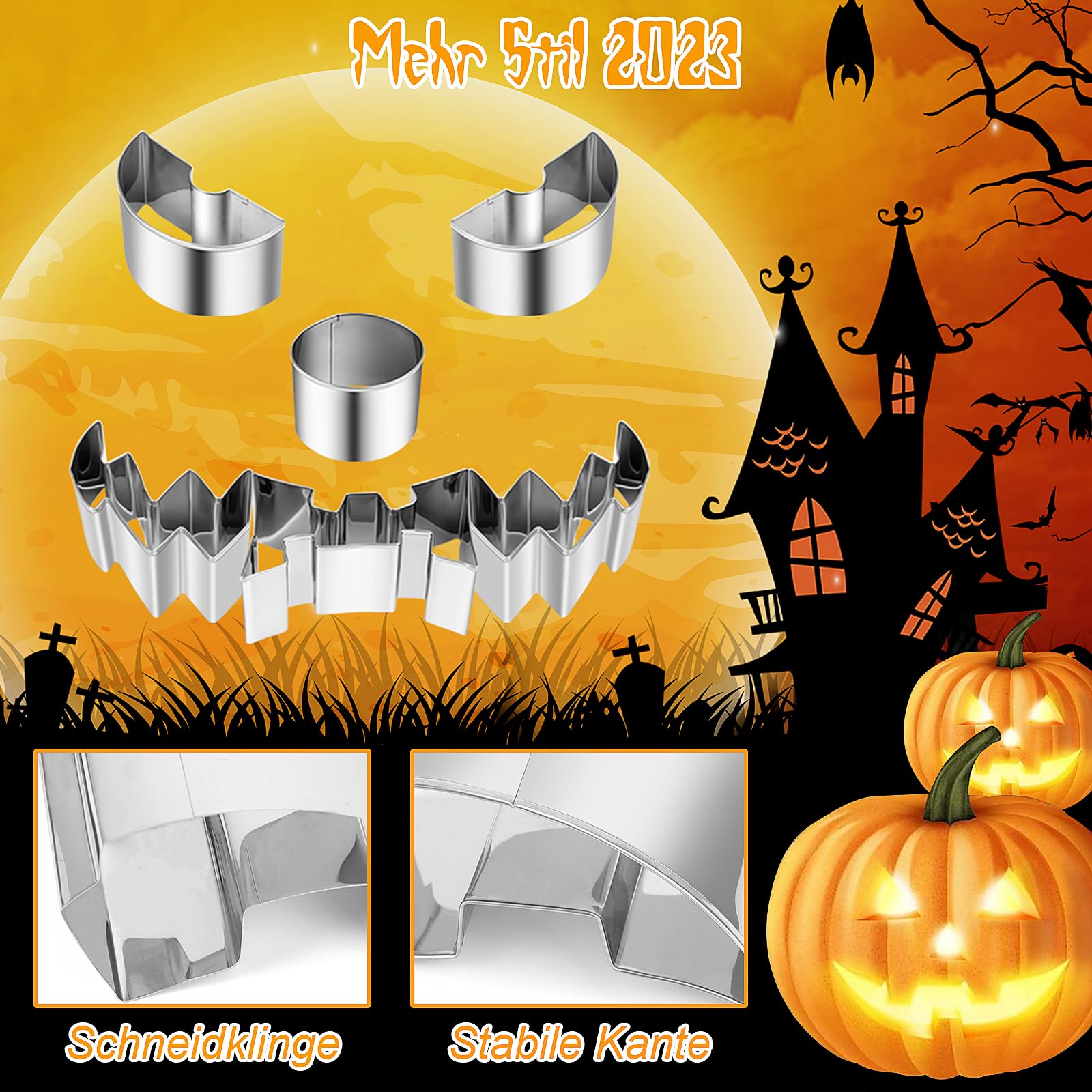 Meetory Juego de 13 piezas para tallar calabaza de Halloween, herramienta de tallado de calabaza de acero inoxidable con plantillas, kit de tallado de calabaza para niños y familiares