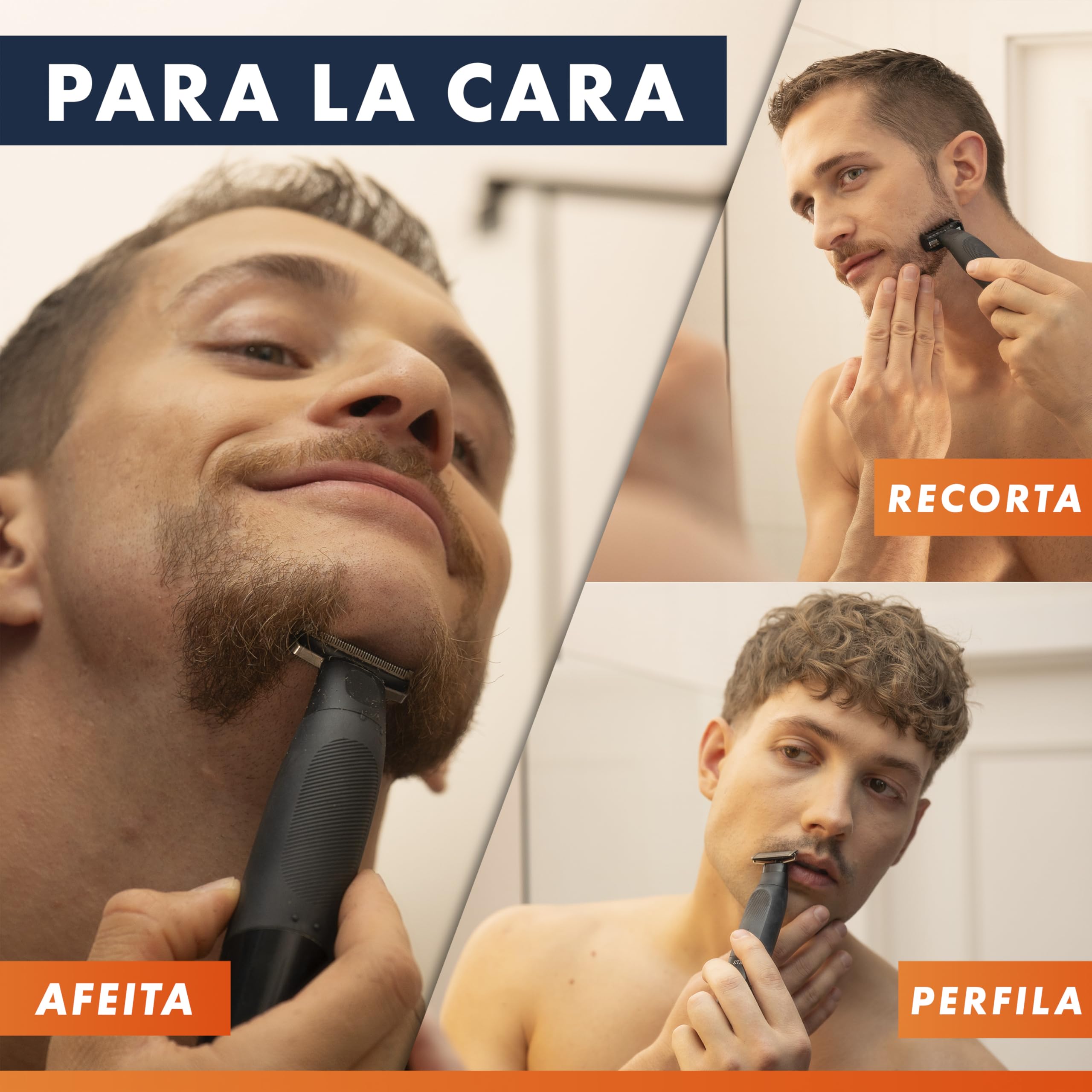 Gillette Fusion One Recortadora de Barba Y Afeitadora Corporal, Barbero Todo en Uno para Cara Y Cuerpo, Cabezal Pivotante, 4 Peines, Resistente al Agua, Inalámbrica, 45 Min de Uso, Recorta Y Afeita - 3