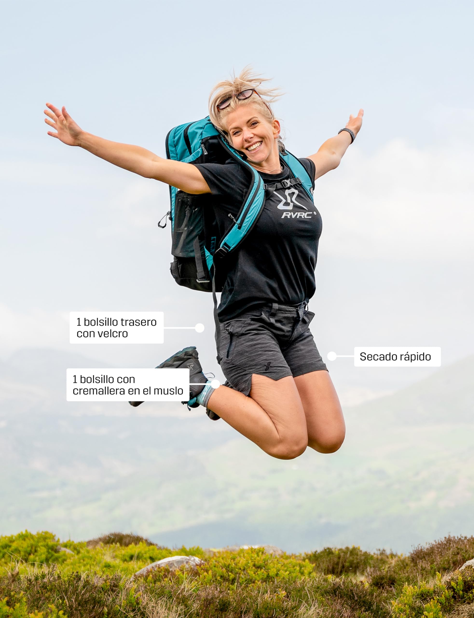 RevolutionRace Hike & Dive Shorts para Mujer, Pantalones Cortos Híbridos de Senderismo