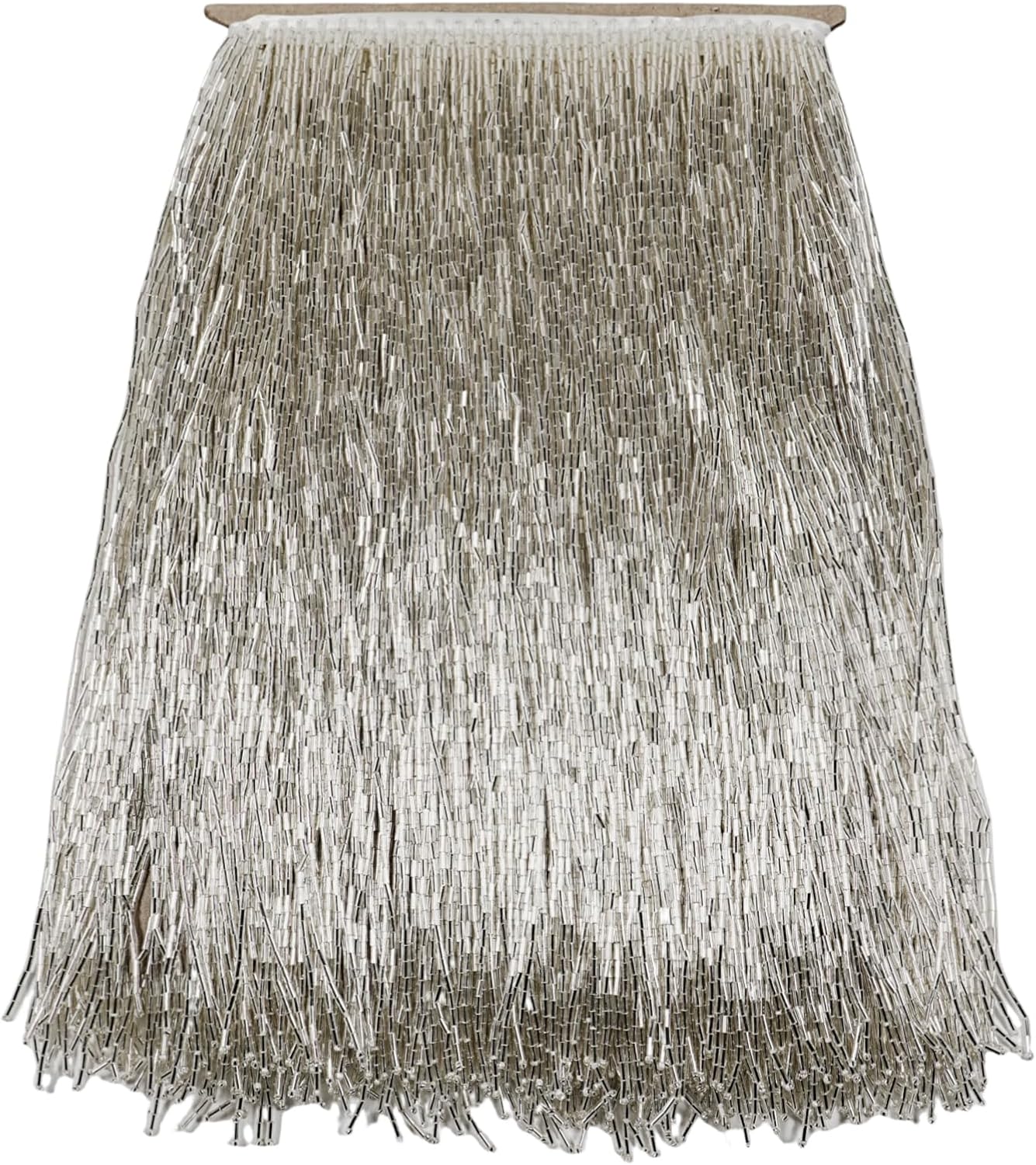 Beaded Fringe Trim, Ribbon Tassel Fringe Trims Glass Beads Trim Tassels for Clothing Accessories DIY Decoration (Silver, 12"×2 Yards)