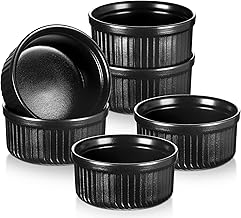 vancasso, Auflaufförmchen aus Keramik, 11 cm, 6 Stück, klassische Soufflée-Schalen für Kuchen, Brownies, Mousses, Puddings, vielseitige Servierschale für Oliven, Nüsse, Dips, 290 ml